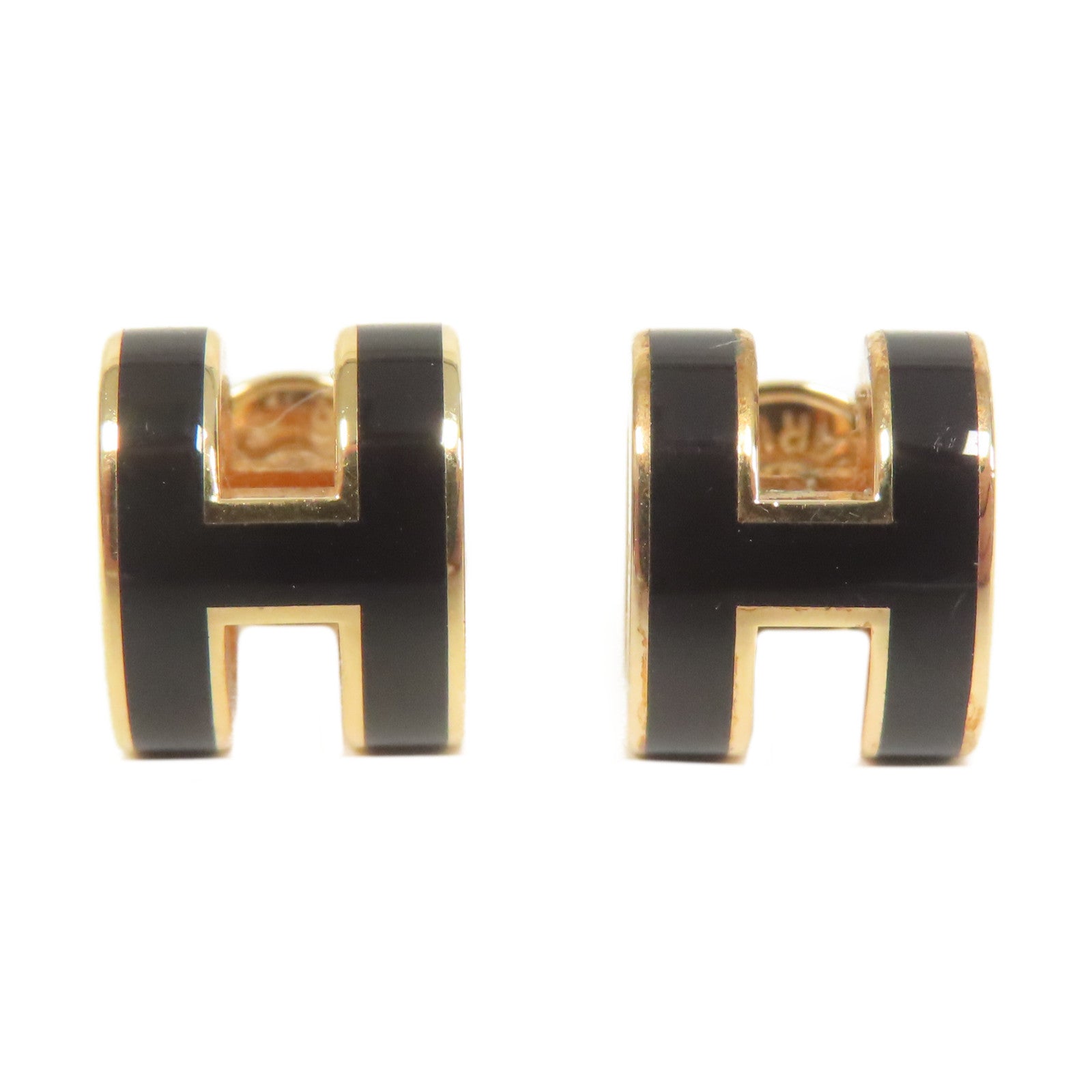 HERMES 金屬Mini Pop H Earrings金扣耳環黑色