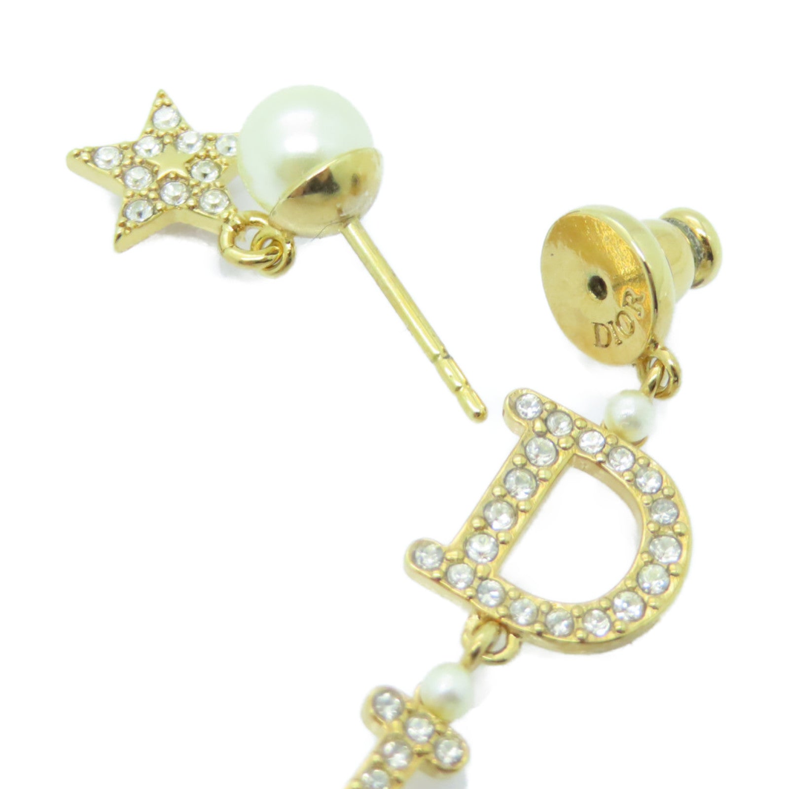 Dior 金屬/水晶Earrings耳環金色/白色
