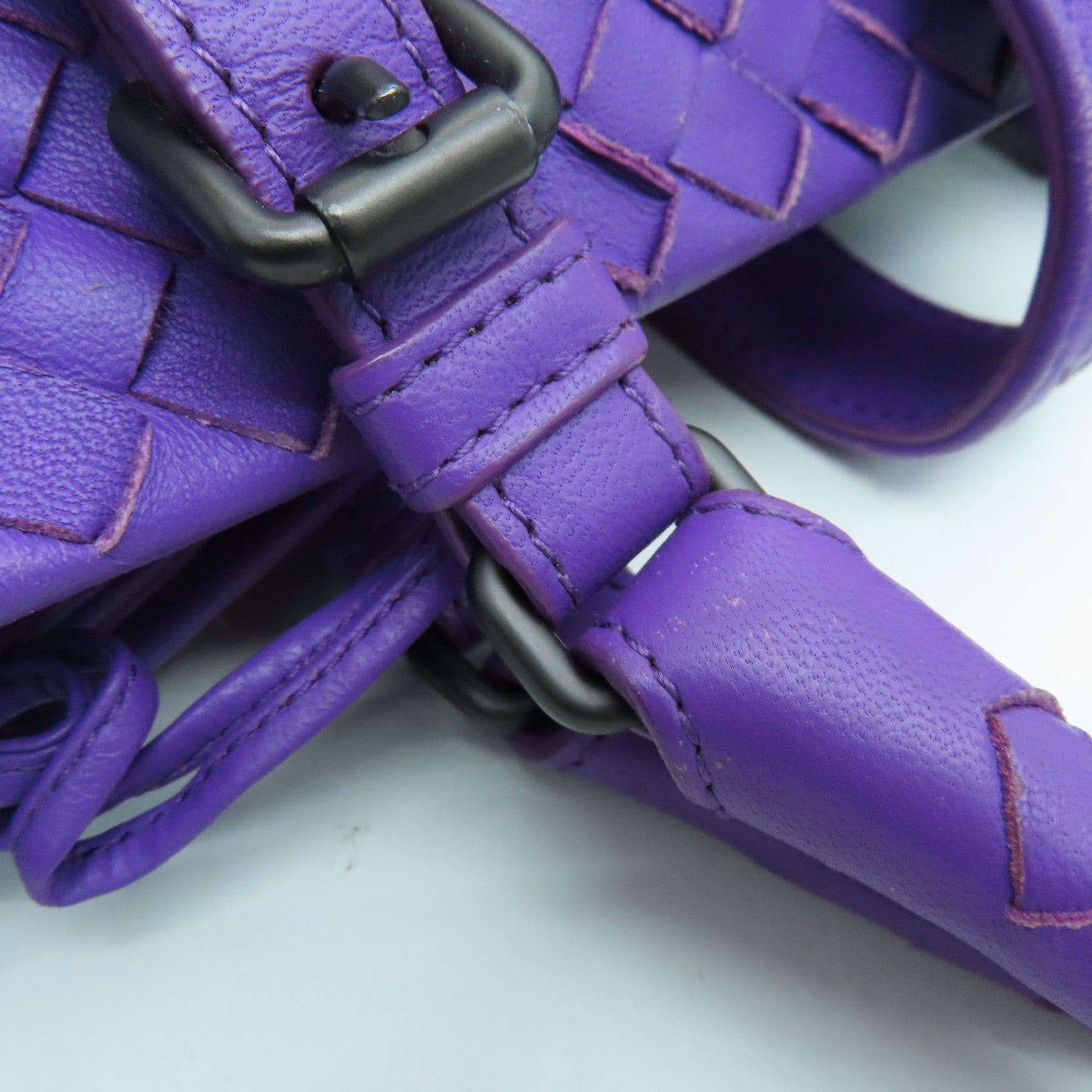 BOTTEGA VENETA 織紋皮革2Way Shoulder Bag手挽肩背兩用袋紫色