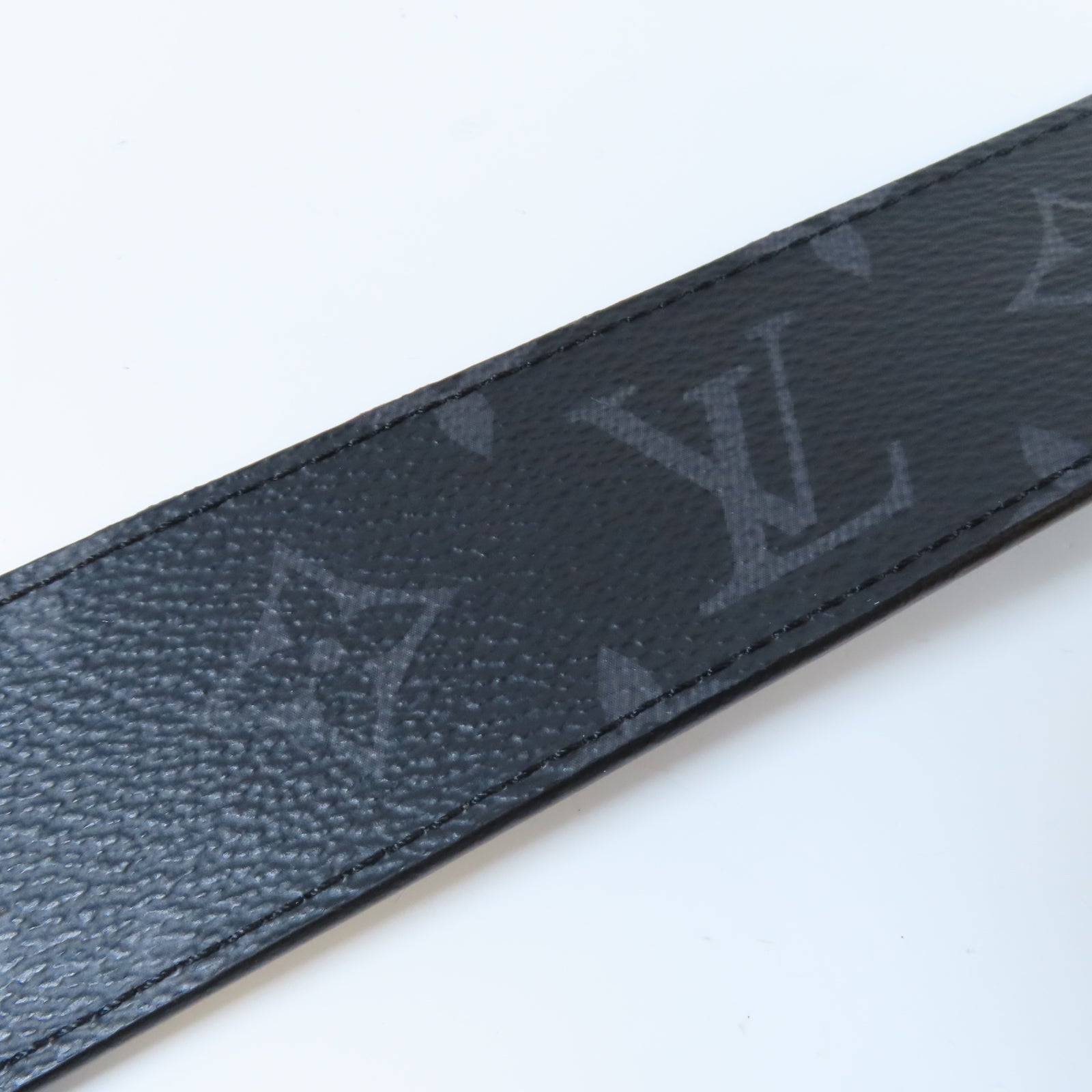 LOUIS VUITTON Monogram Eclipse Belt銀扣皮帶黑色