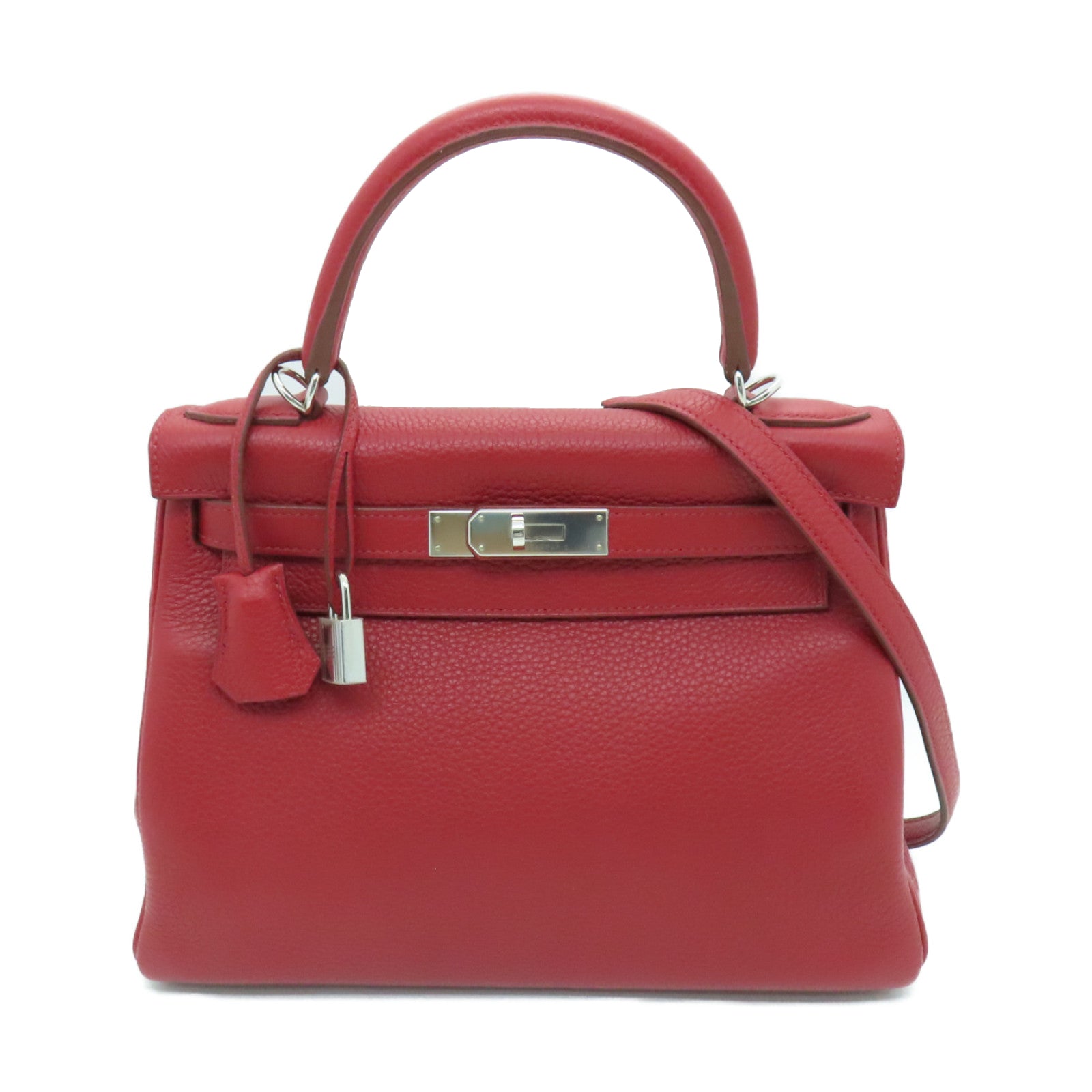 HERMES 【激減優惠】Clemence皮革Kelly 28手挽袋Rouge紅色