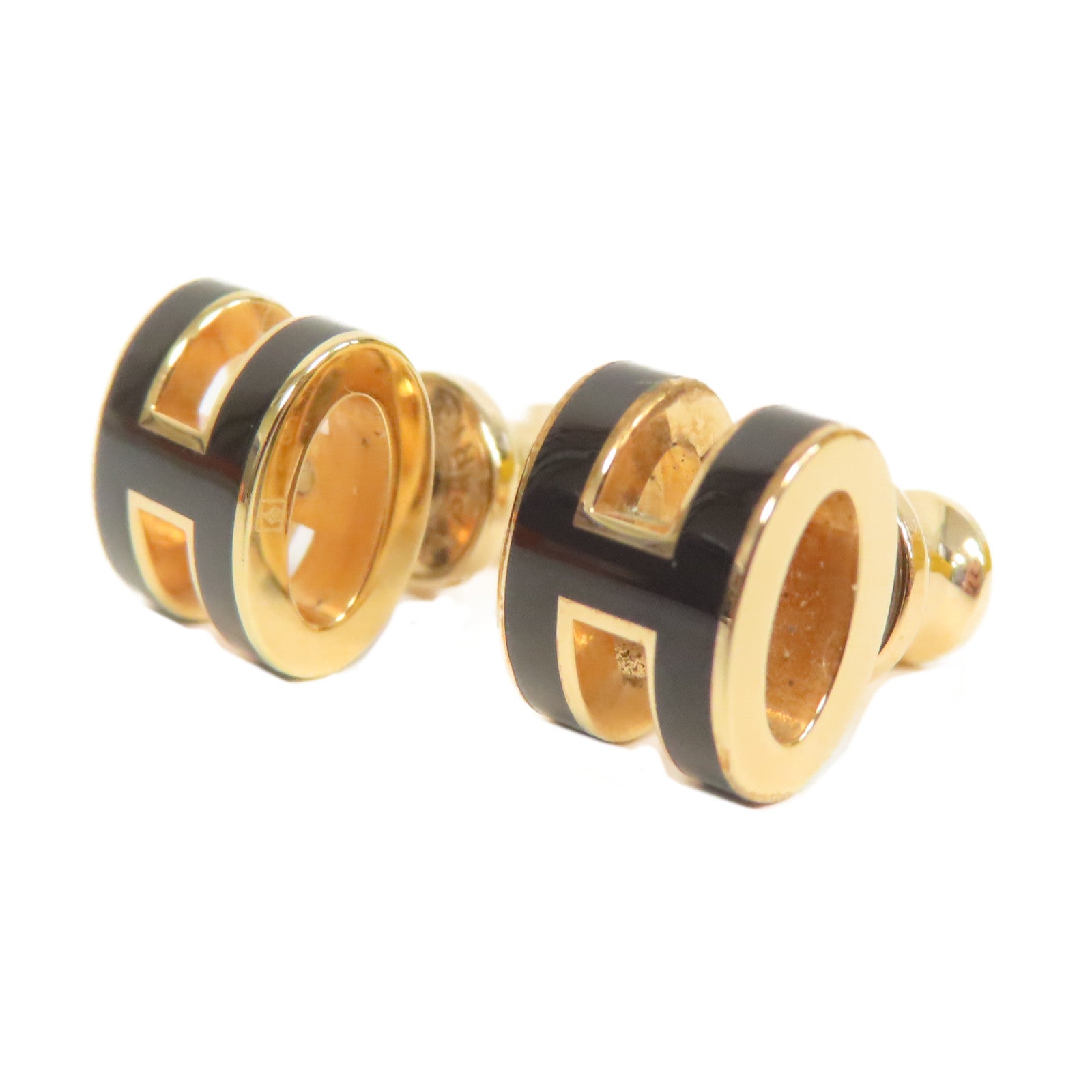 HERMES 金屬Mini Pop H Earrings金扣耳環黑色