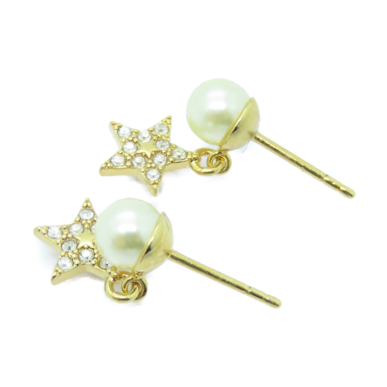 Dior 金屬/水晶Earrings耳環金色/白色