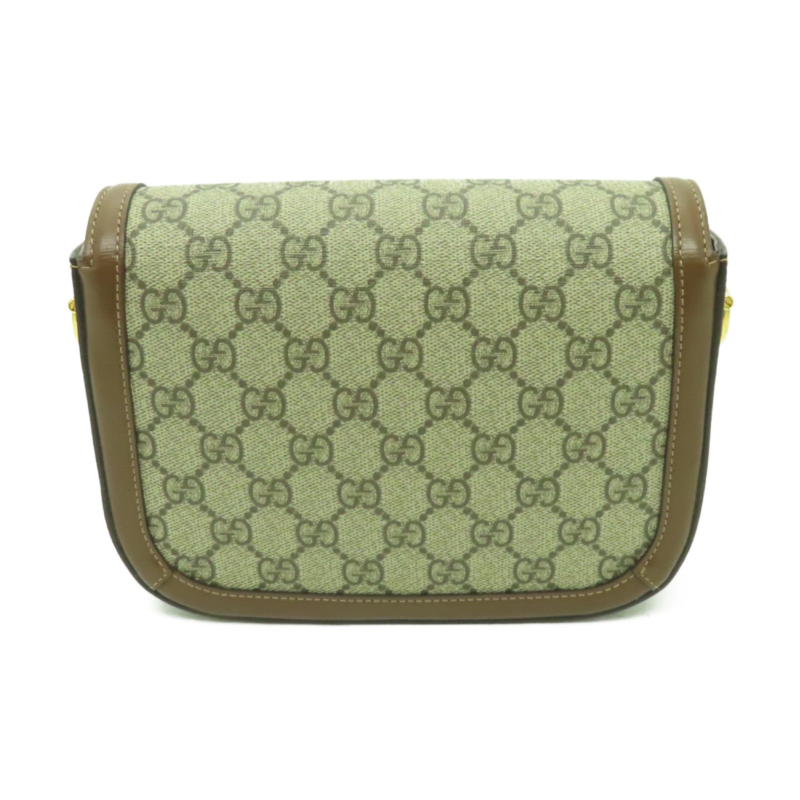 GUCCI 塗層帆布Horsebit 1955 Mini金扣肩背袋啡色