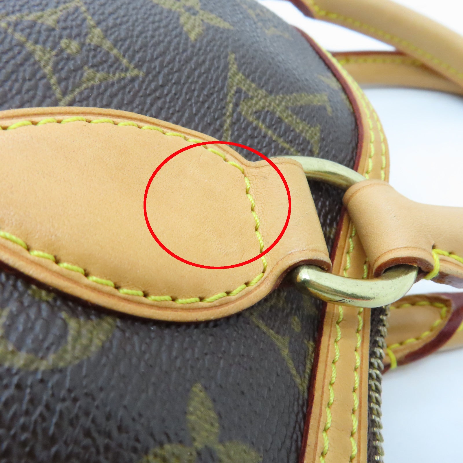 LOUIS VUITTON Monogram Lockit gold buckle handle bag brown