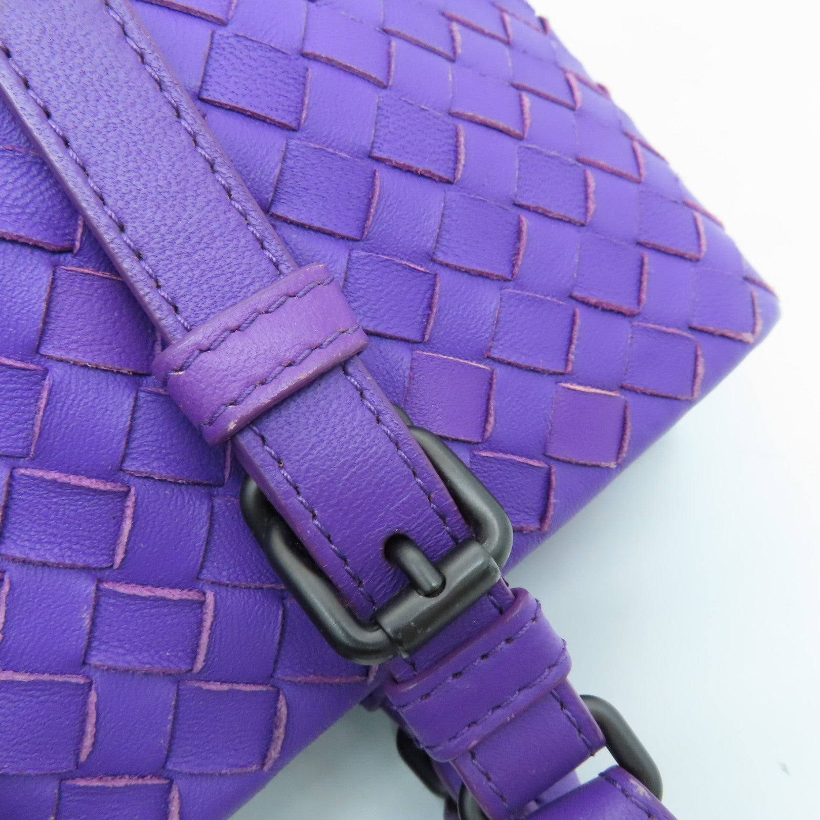 BOTTEGA VENETA 織紋皮革2Way Shoulder Bag手挽肩背兩用袋紫色