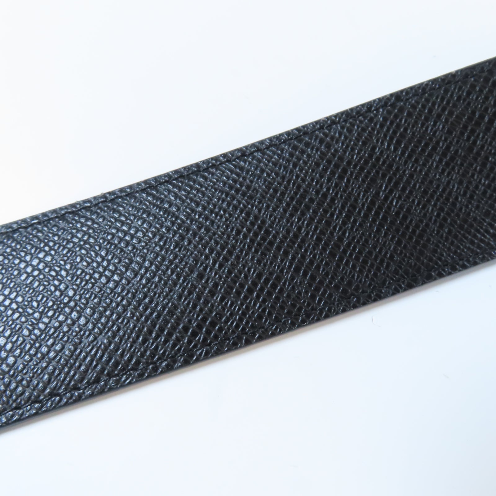 LOUIS VUITTON Monogram Eclipse Belt銀扣皮帶黑色