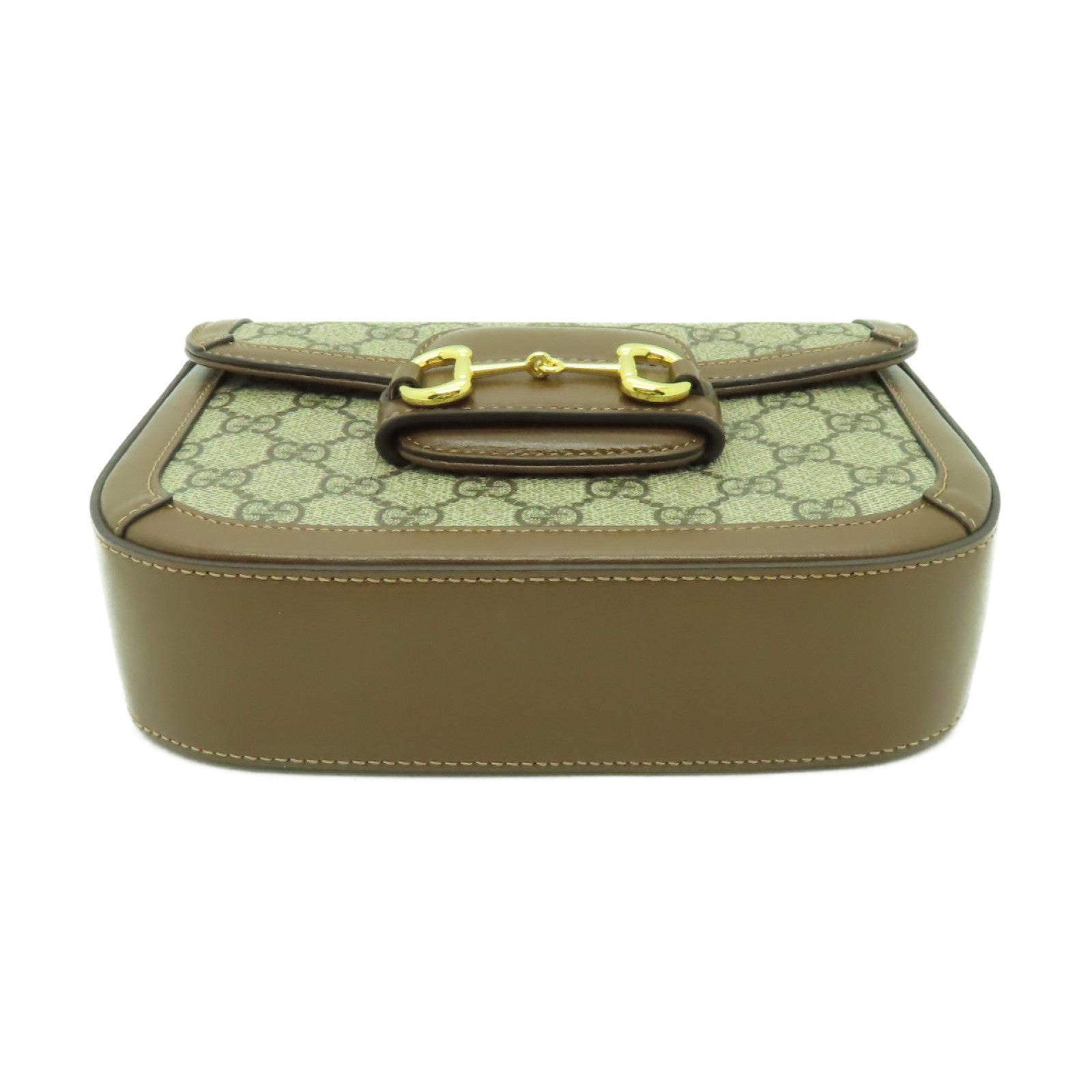 GUCCI 塗層帆布Horsebit 1955 Mini金扣肩背袋啡色