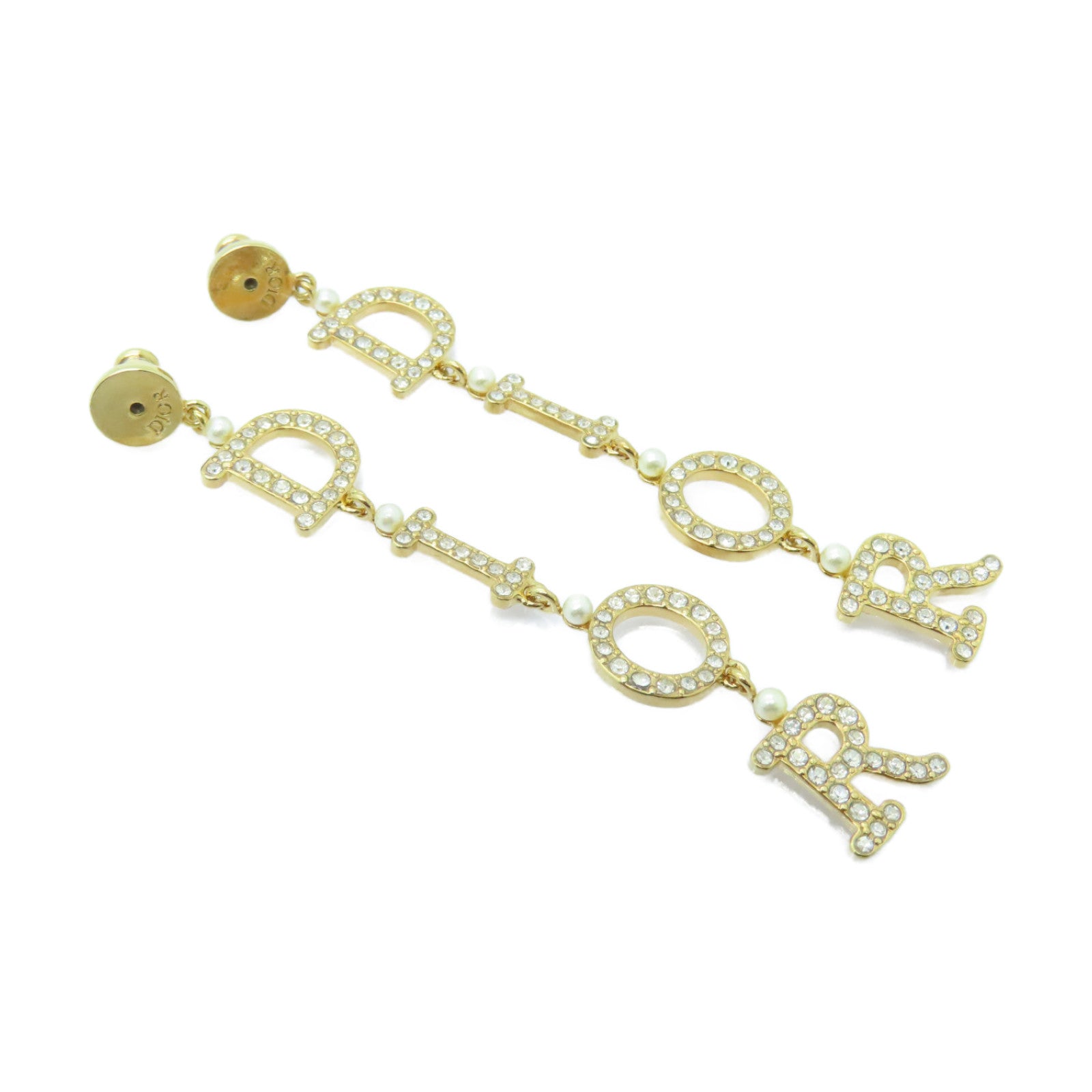 Dior 金屬/水晶Earrings耳環金色/白色