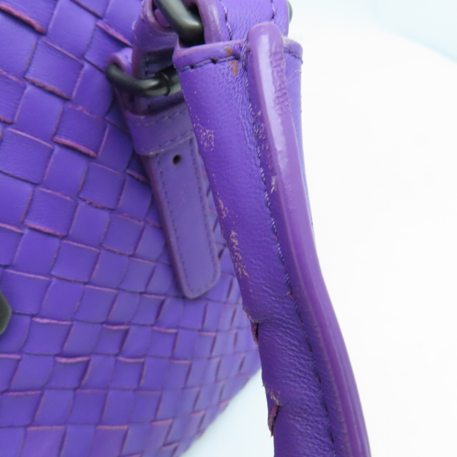 BOTTEGA VENETA 織紋皮革2Way Shoulder Bag手挽肩背兩用袋紫色
