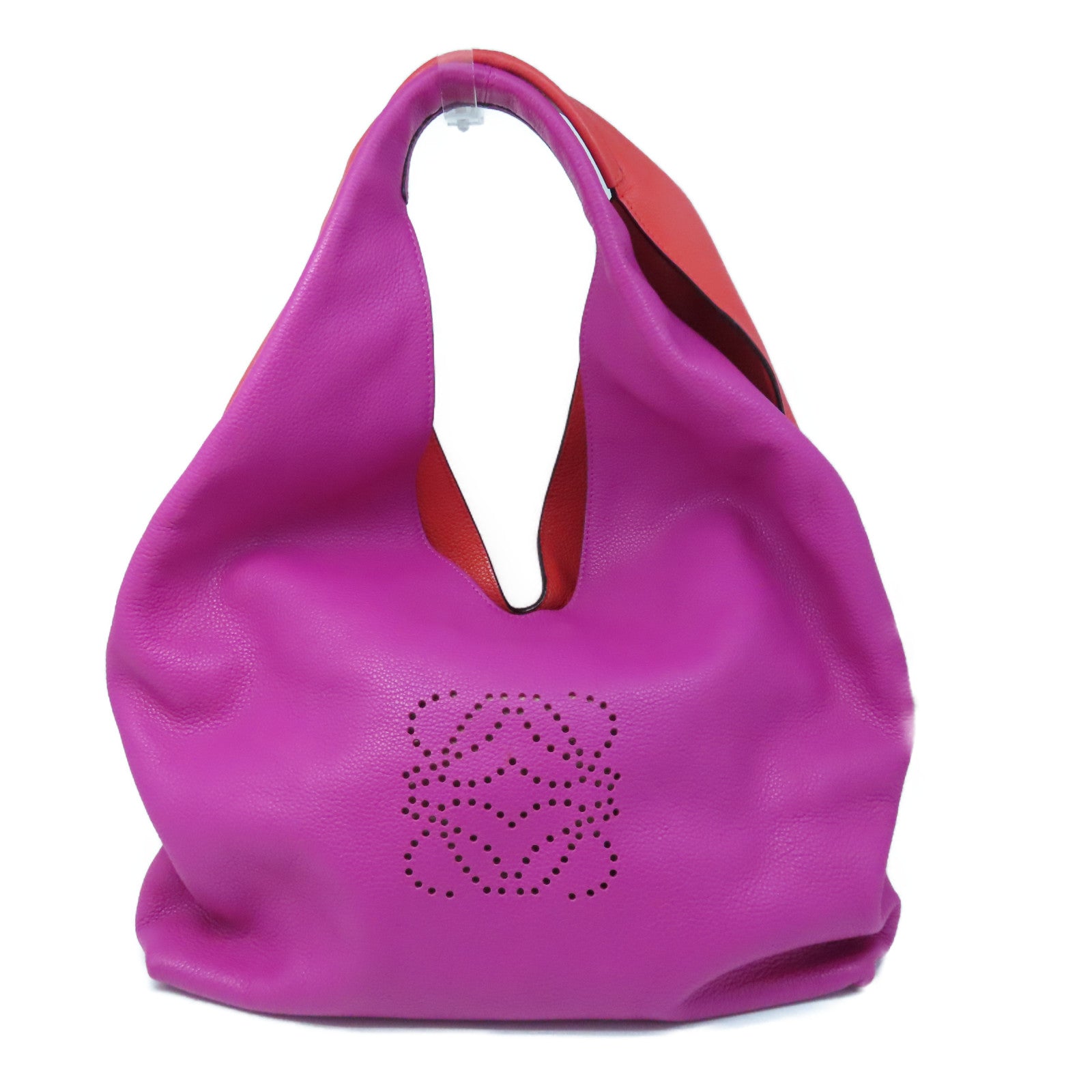 LOEWE 牛皮皮革Shoulder Bag銀扣肩背袋紫色/紅色