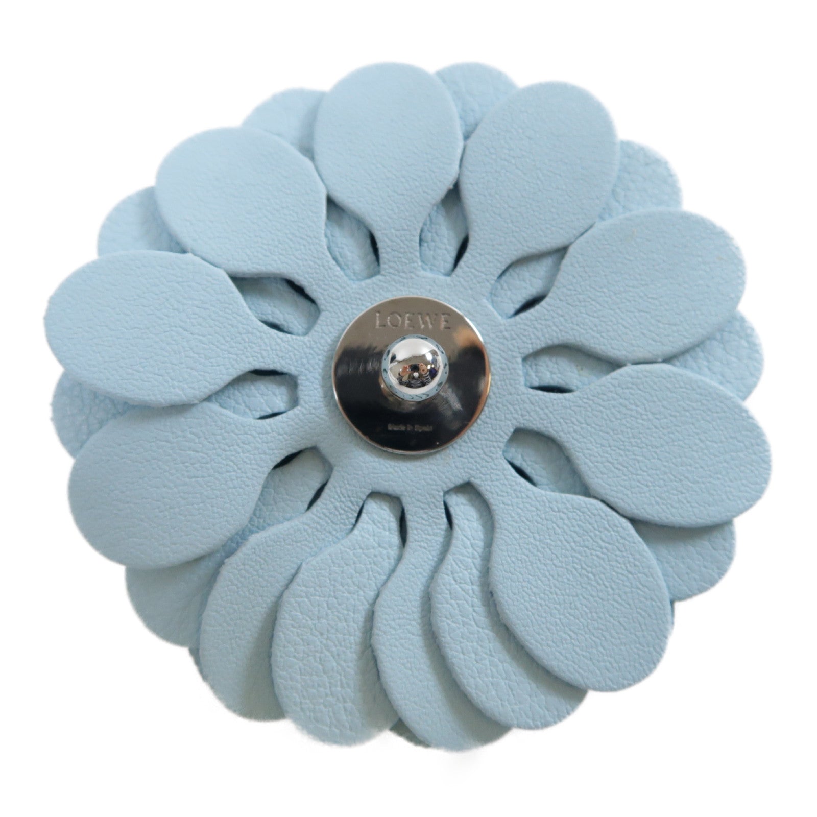 LOEWE 牛皮皮革Stud Flower銀扣飾釘淺藍色