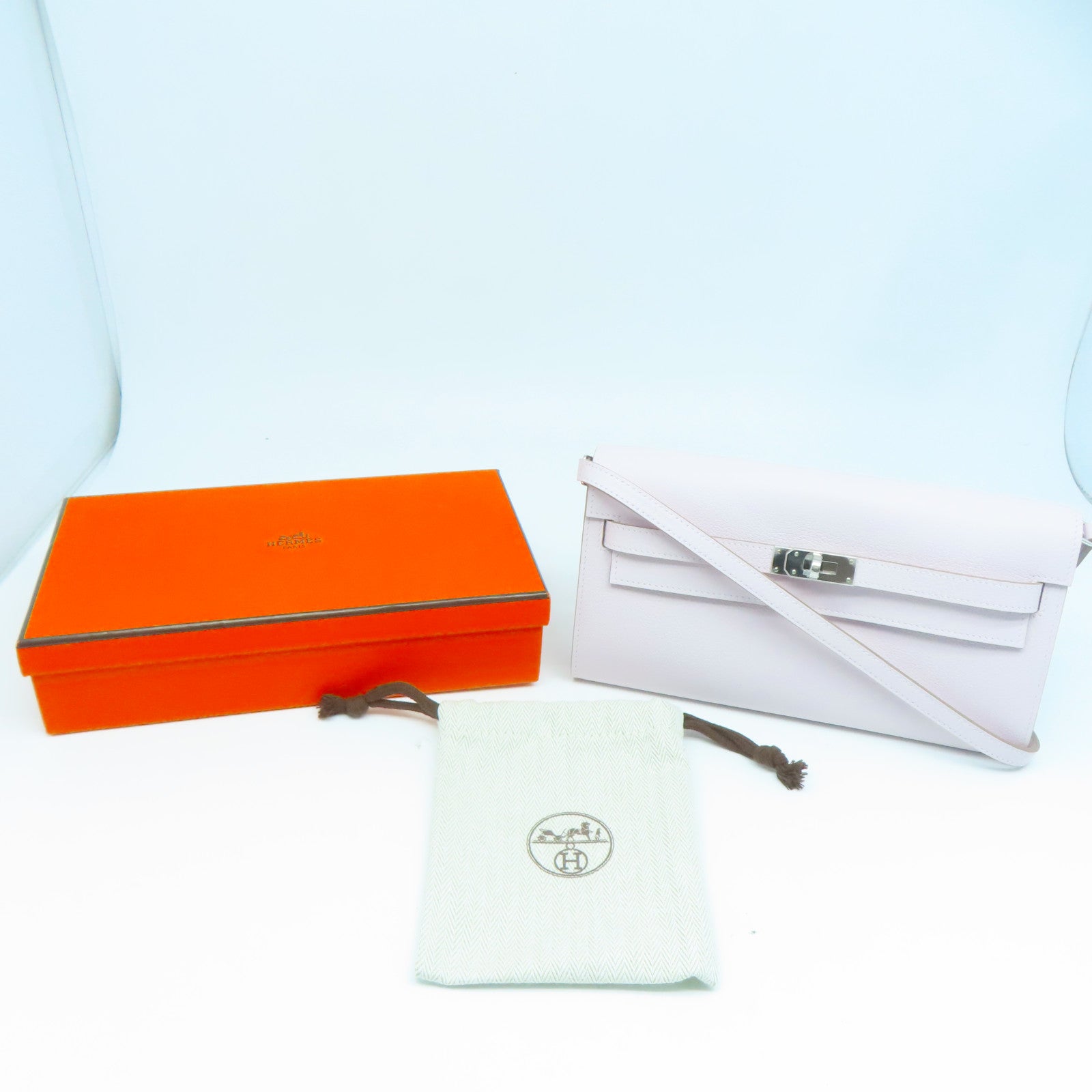 HERMES Evercolor皮革Kelly To Go銀扣肩背袋錦葵紫色
