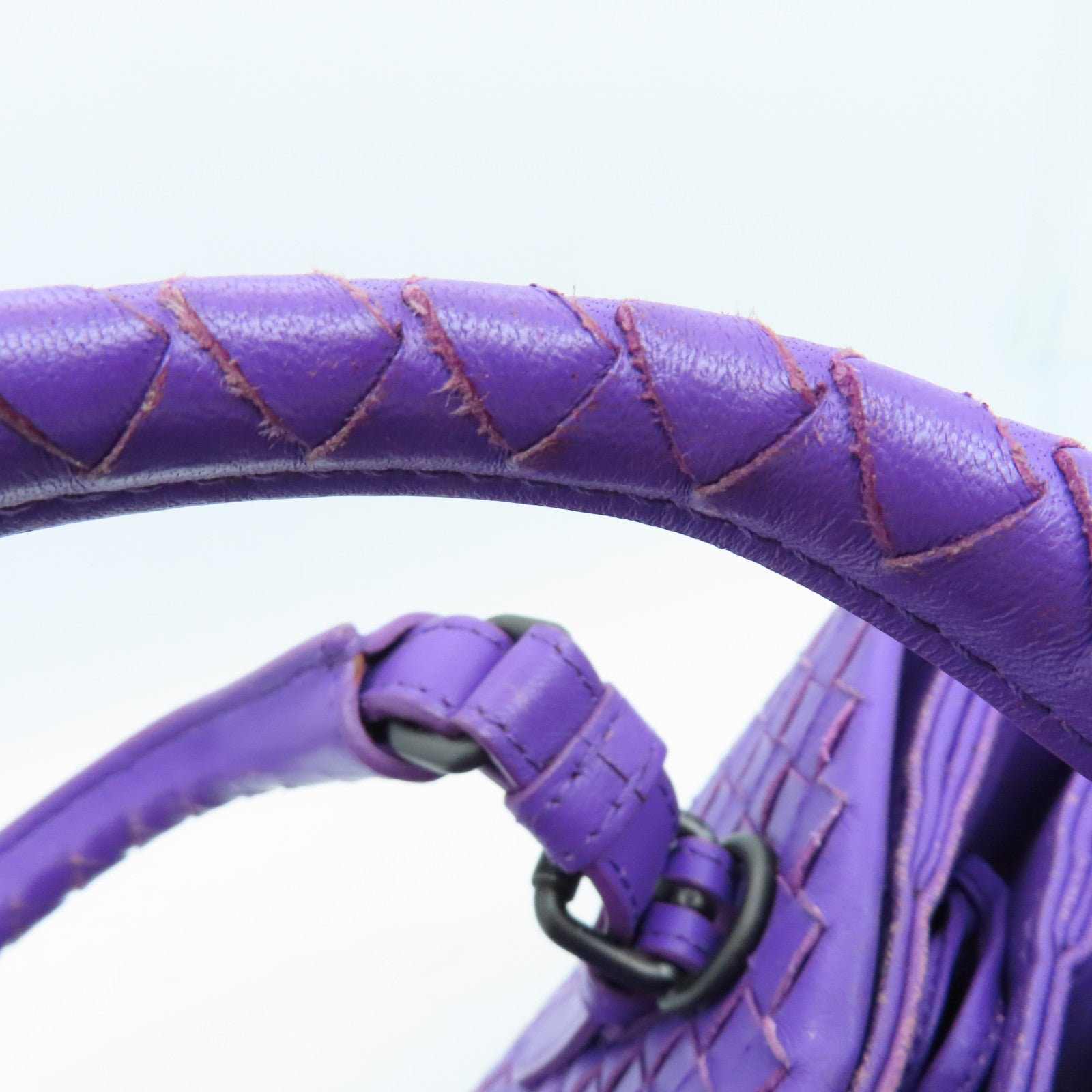 BOTTEGA VENETA 織紋皮革2Way Shoulder Bag手挽肩背兩用袋紫色