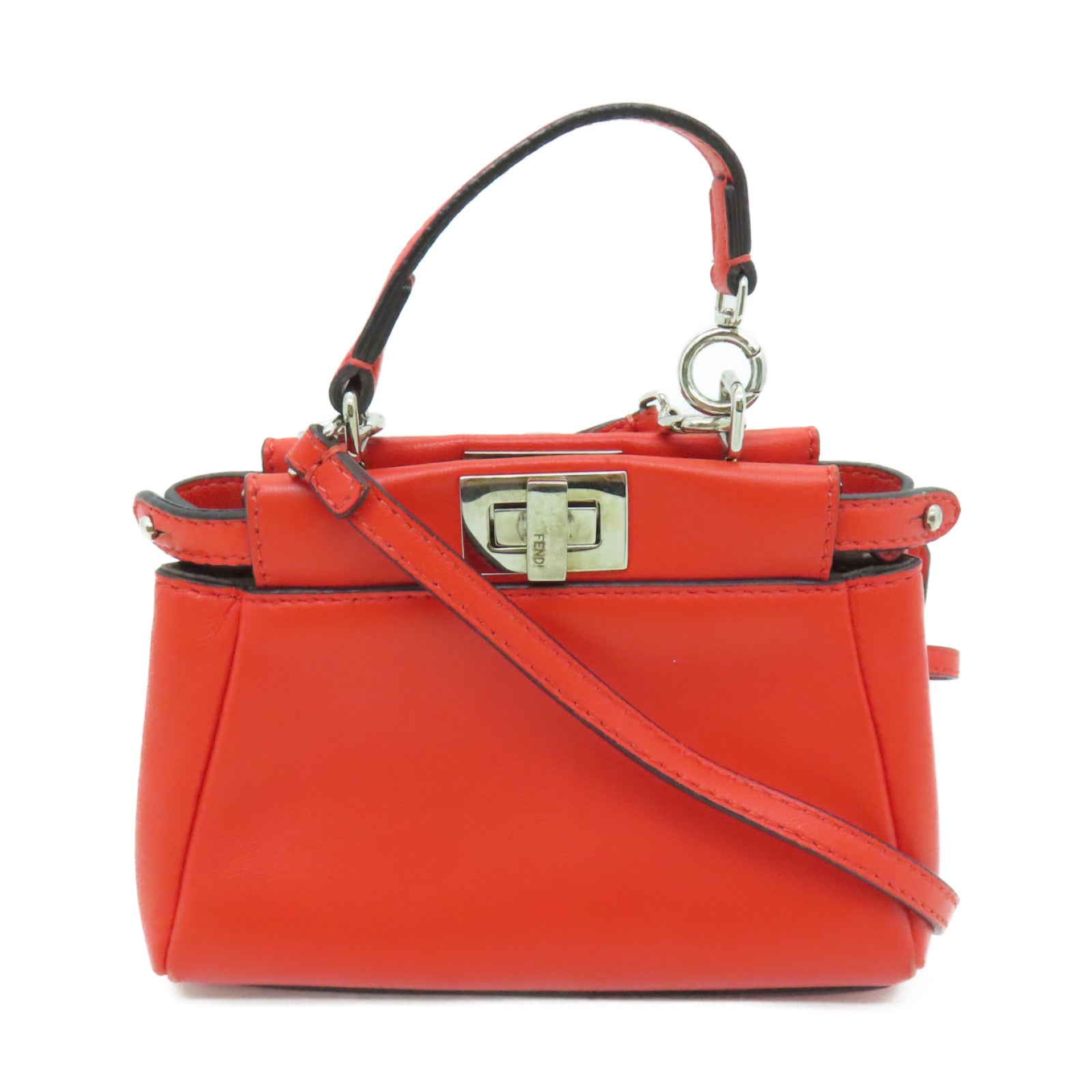 FENDI 【激減優惠】牛皮皮革Mirco Peekaboo銀扣手挽肩背兩用袋