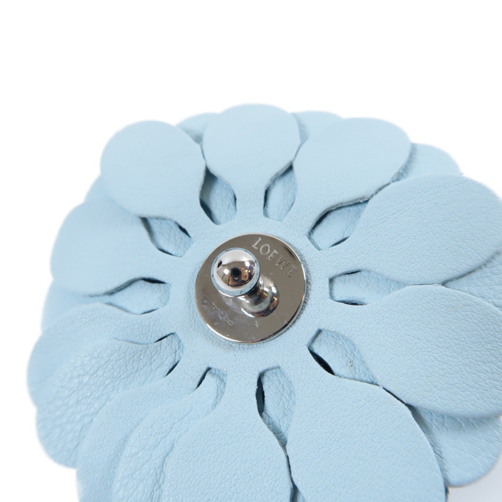 LOEWE 牛皮皮革Stud Flower銀扣飾釘淺藍色