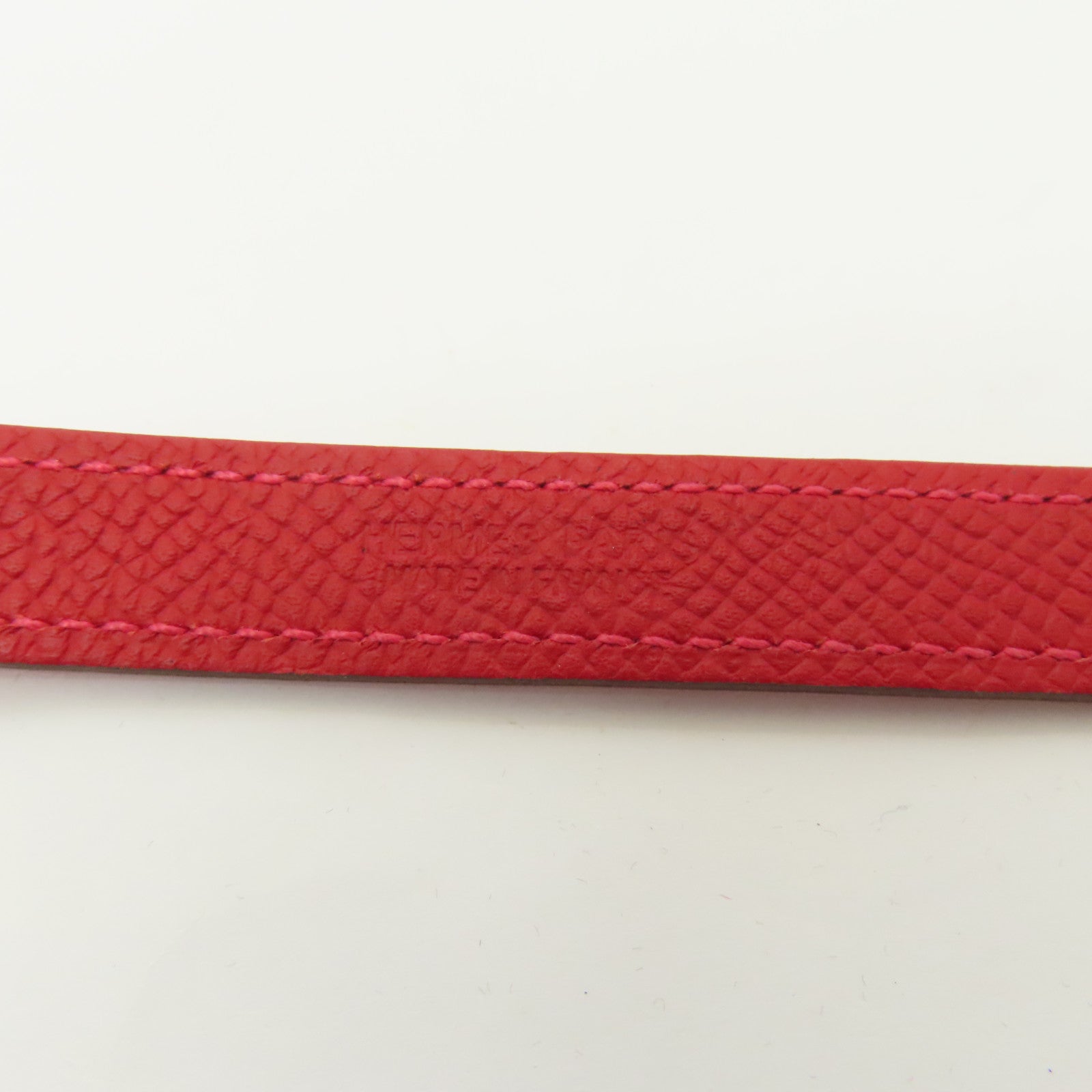 HERMES Epsom皮革Pvane Double Tour金扣手鐲紅色