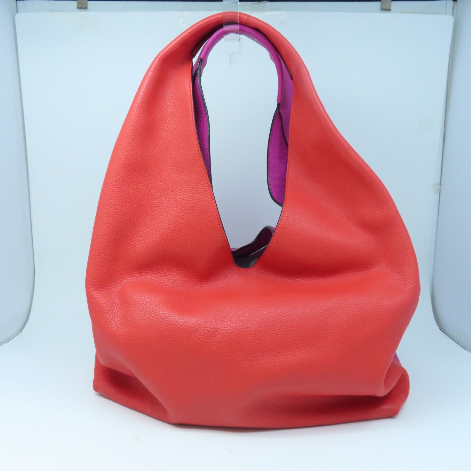 LOEWE 牛皮皮革Shoulder Bag銀扣肩背袋紫色/紅色