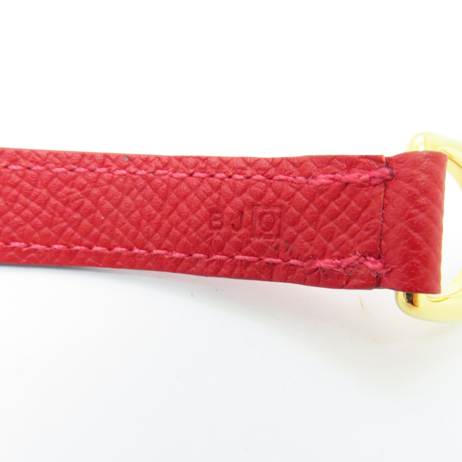 HERMES Epsom皮革Pvane Double Tour金扣手鐲紅色
