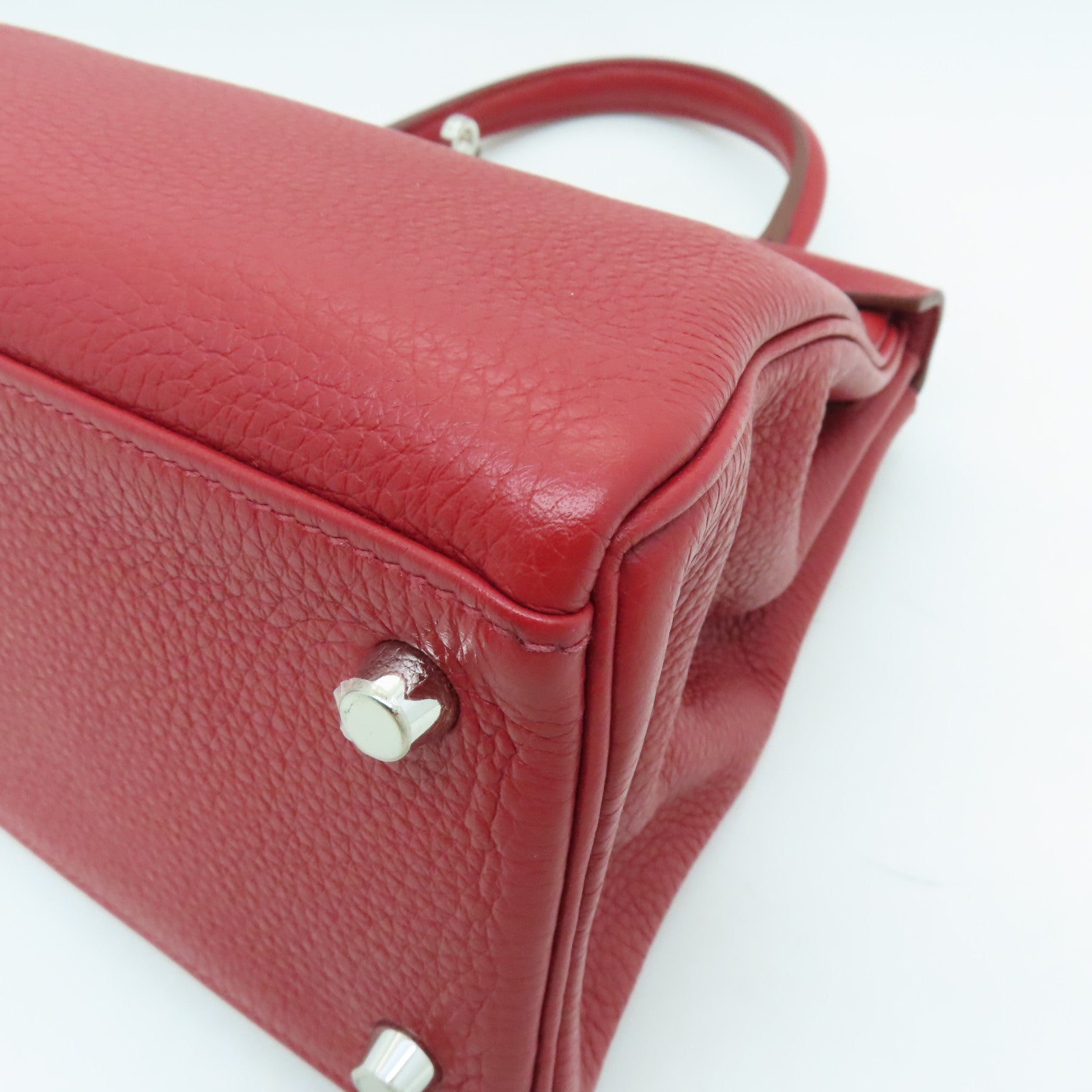 HERMES 【激減優惠】Clemence皮革Kelly 28手挽袋Rouge紅色