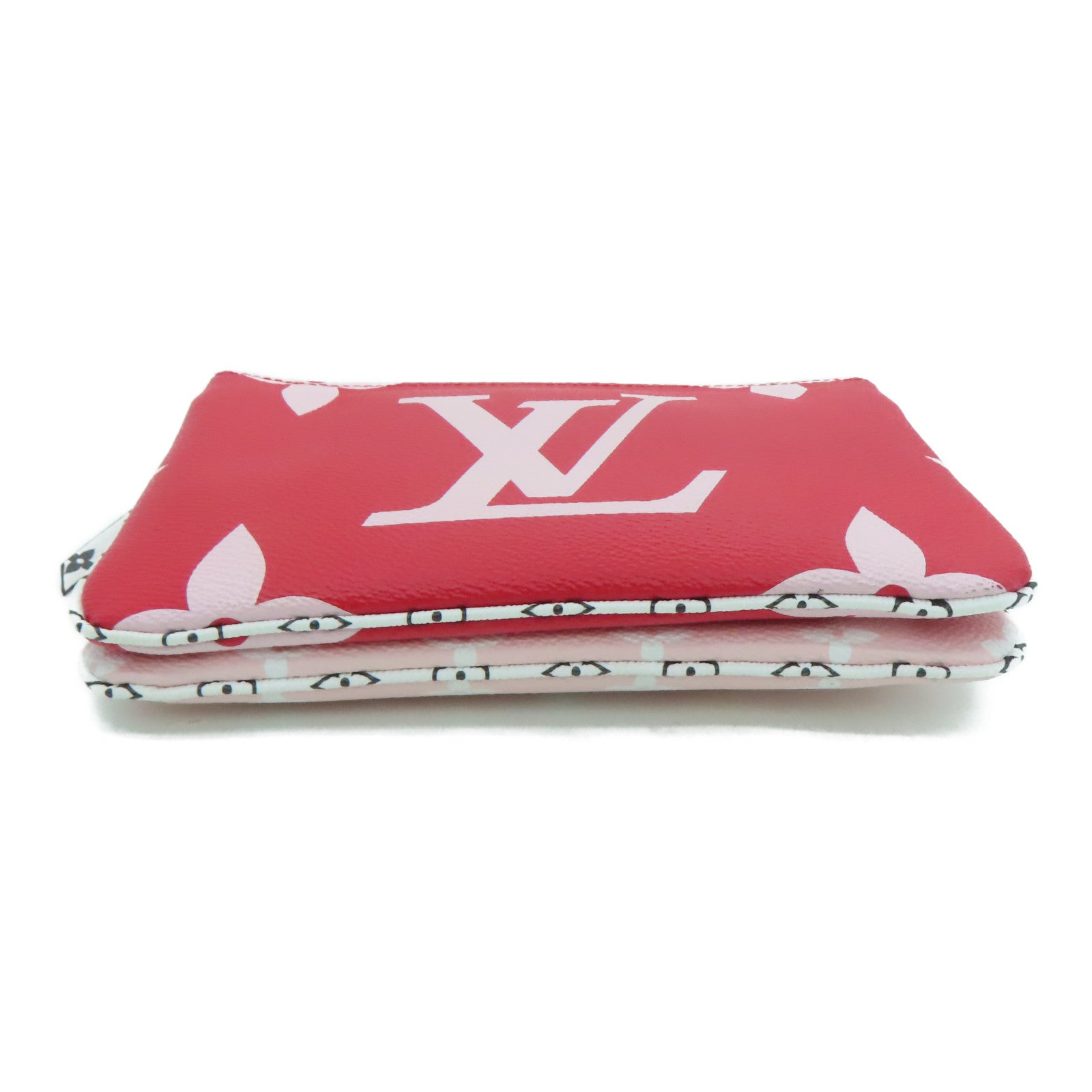 LOUIS VUITTON Monogram Giant Pochette Double Zip金扣鏈帶肩背袋紅色/粉紅色