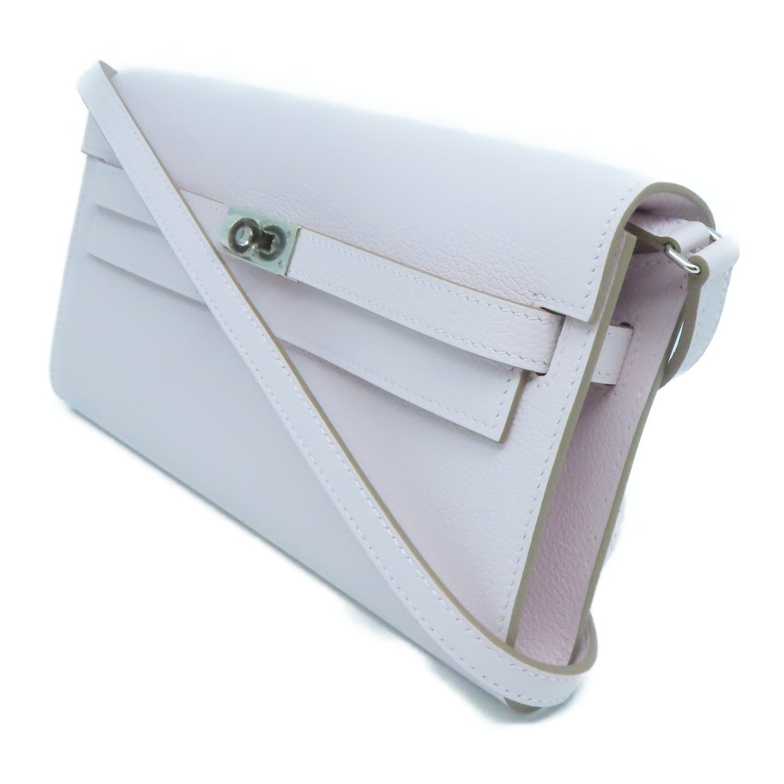 HERMES Evercolor皮革Kelly To Go銀扣肩背袋錦葵紫色