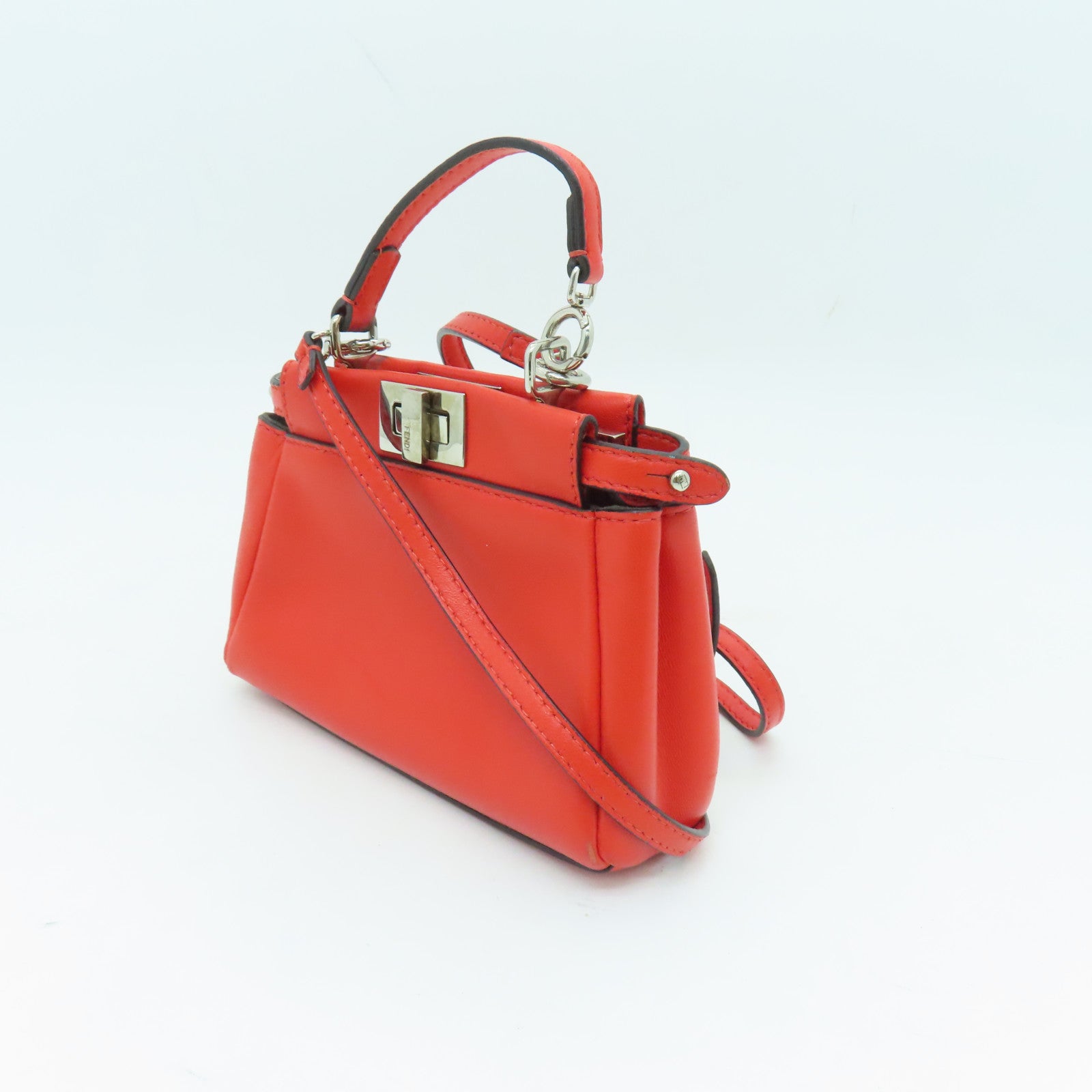 FENDI 【激減優惠】牛皮皮革Mirco Peekaboo銀扣手挽肩背兩用袋
