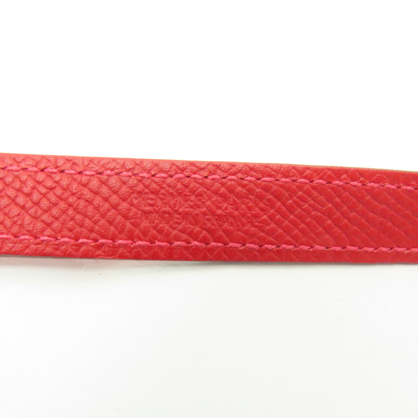 HERMES Epsom皮革Pvane Double Tour金扣手鐲紅色