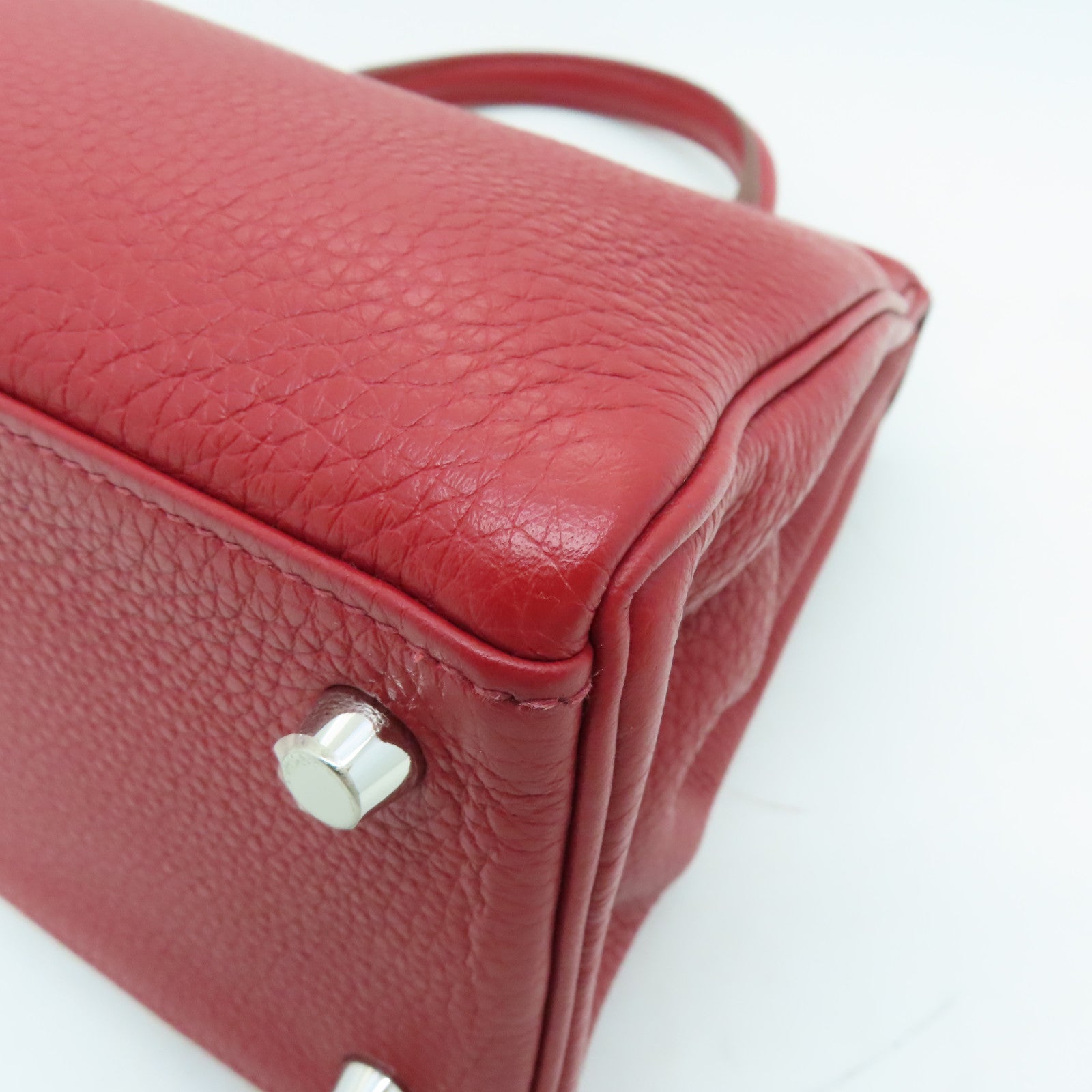 HERMES 【激減優惠】Clemence皮革Kelly 28手挽袋Rouge紅色