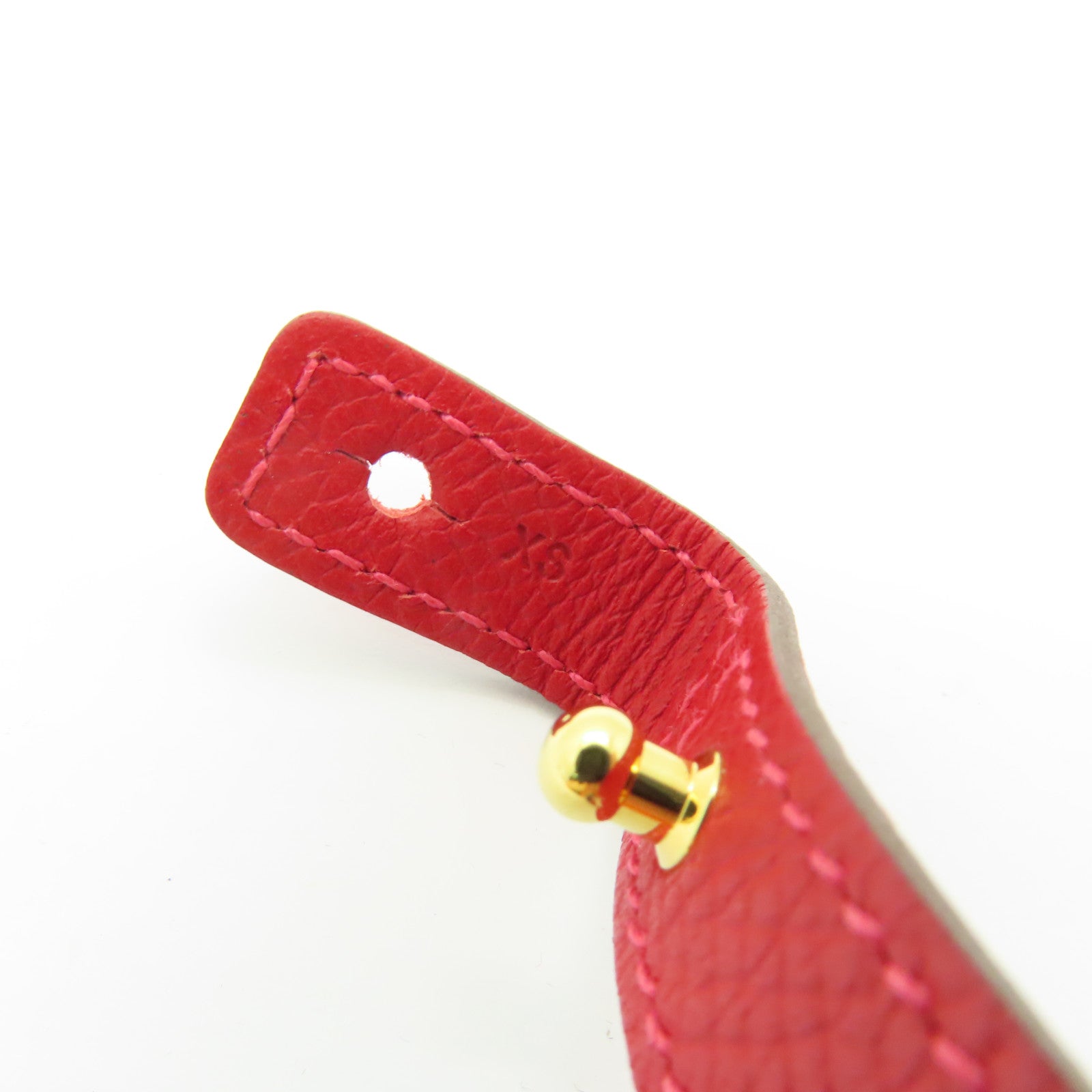 HERMES Epsom皮革Pvane Double Tour金扣手鐲紅色