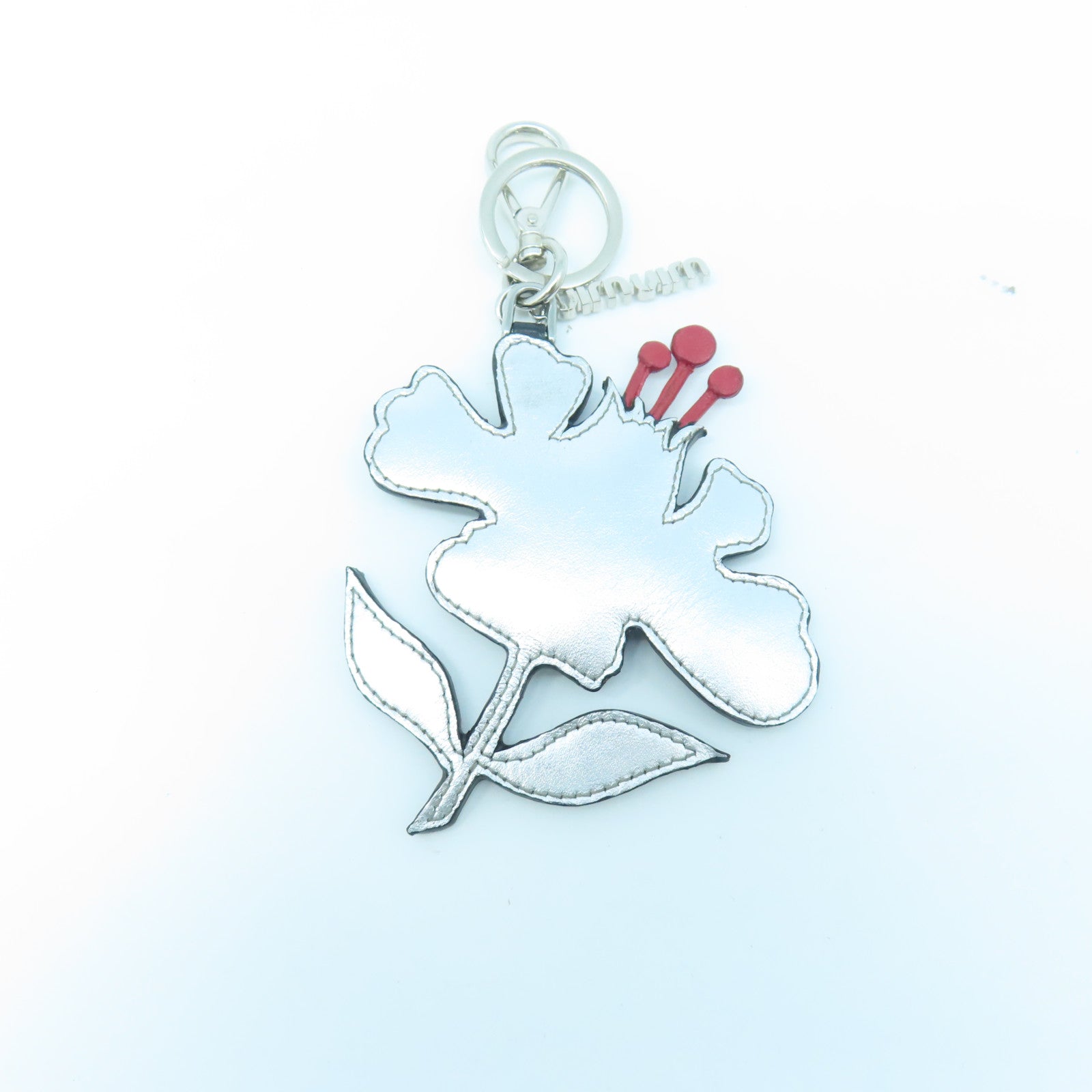 Miu Miu Calf Leather Bag Charm Silver Buckle Charm Blue/Red