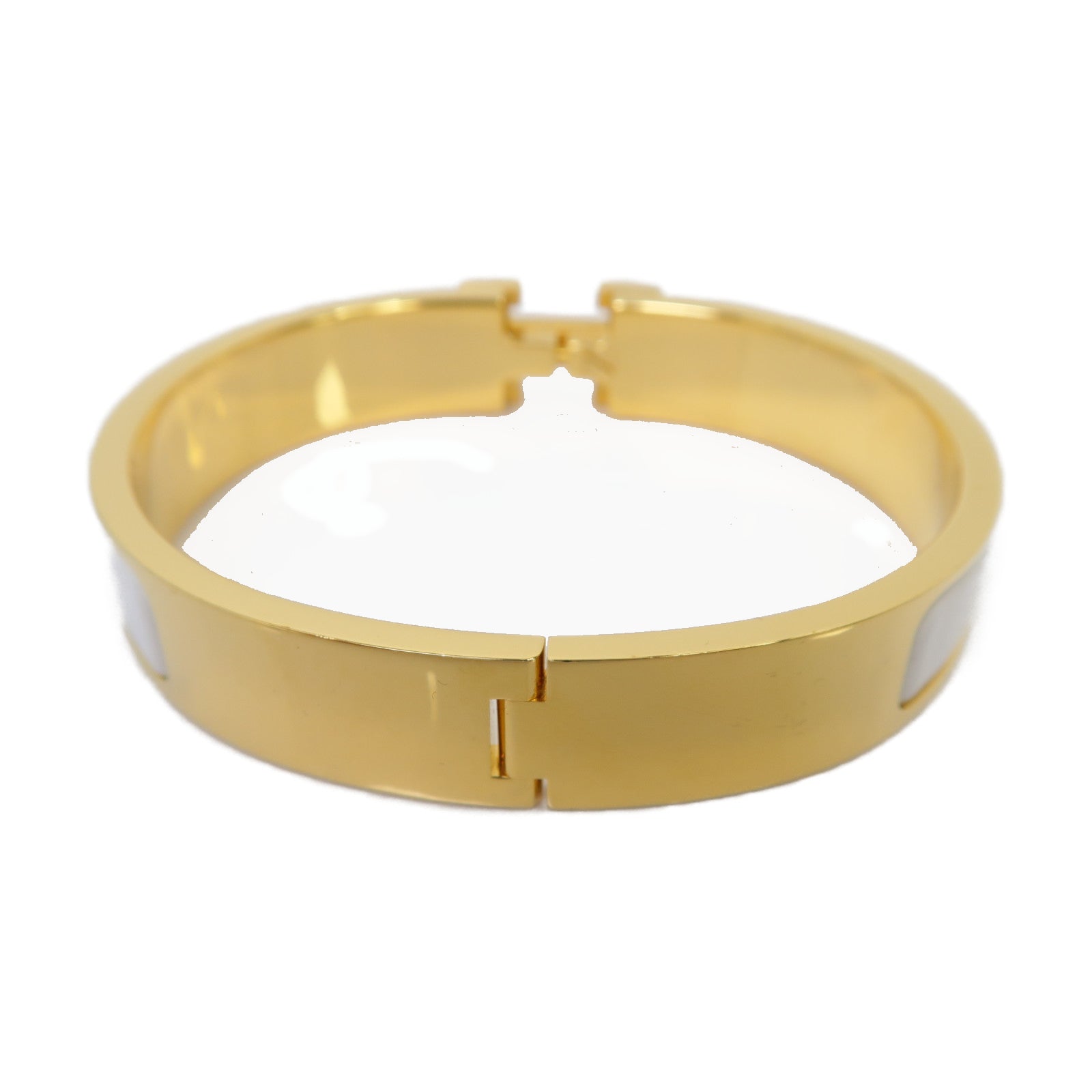 HERMES 金屬Clic H Bracelet金扣手鐲白色