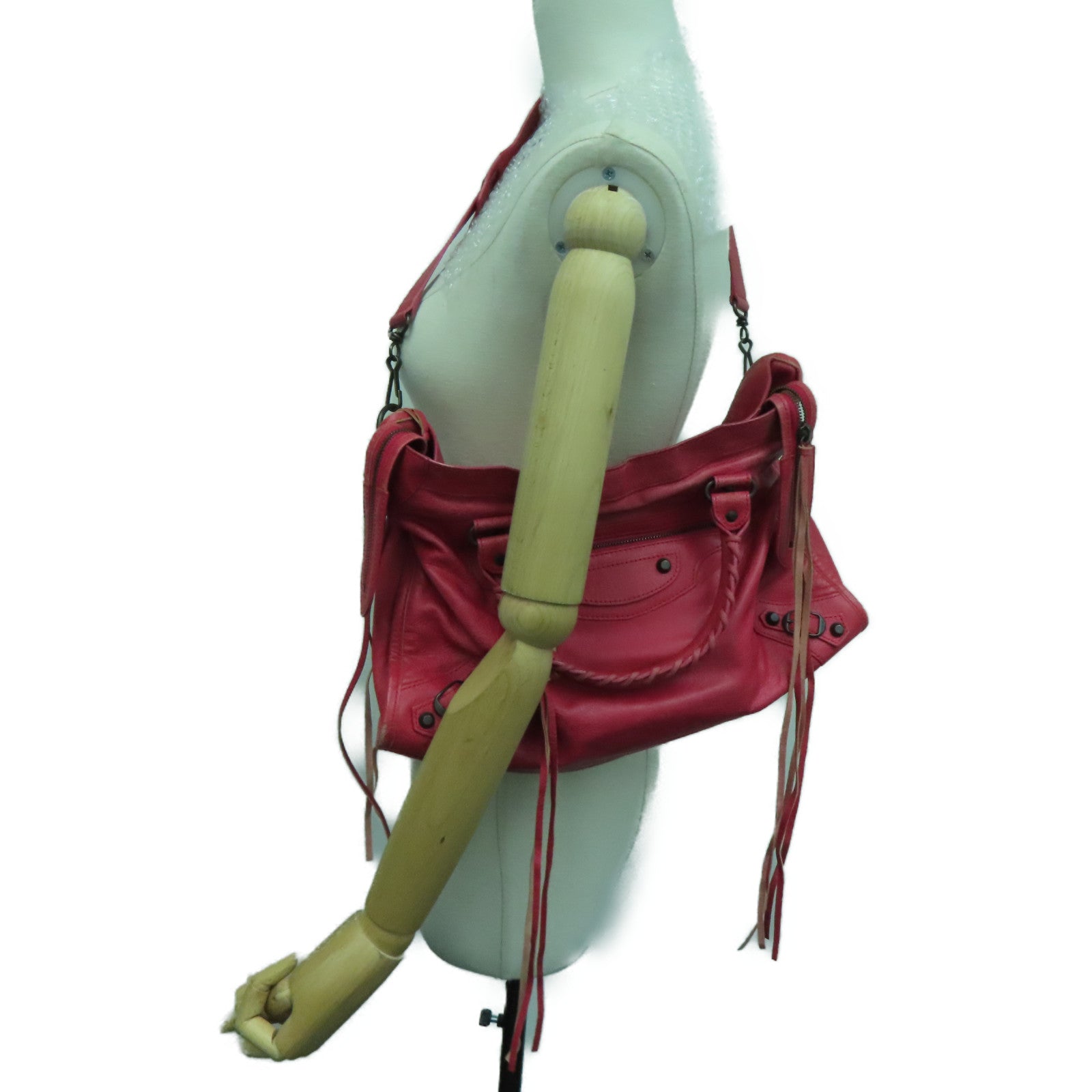 BALENCIAGA 牛皮皮革City手挽肩背两用袋红色
