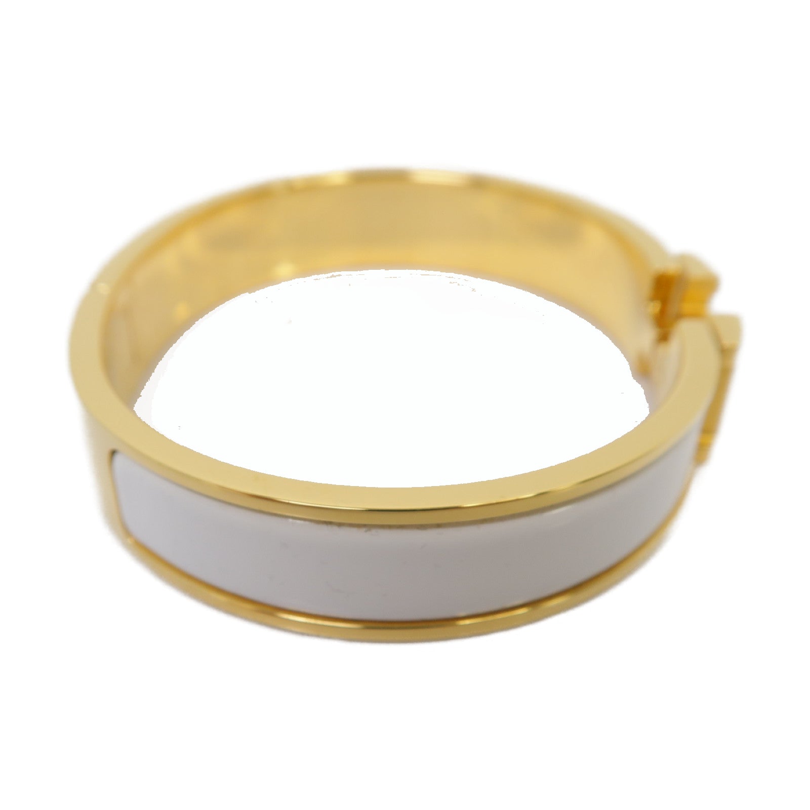 HERMES 金屬Clic H Bracelet金扣手鐲白色