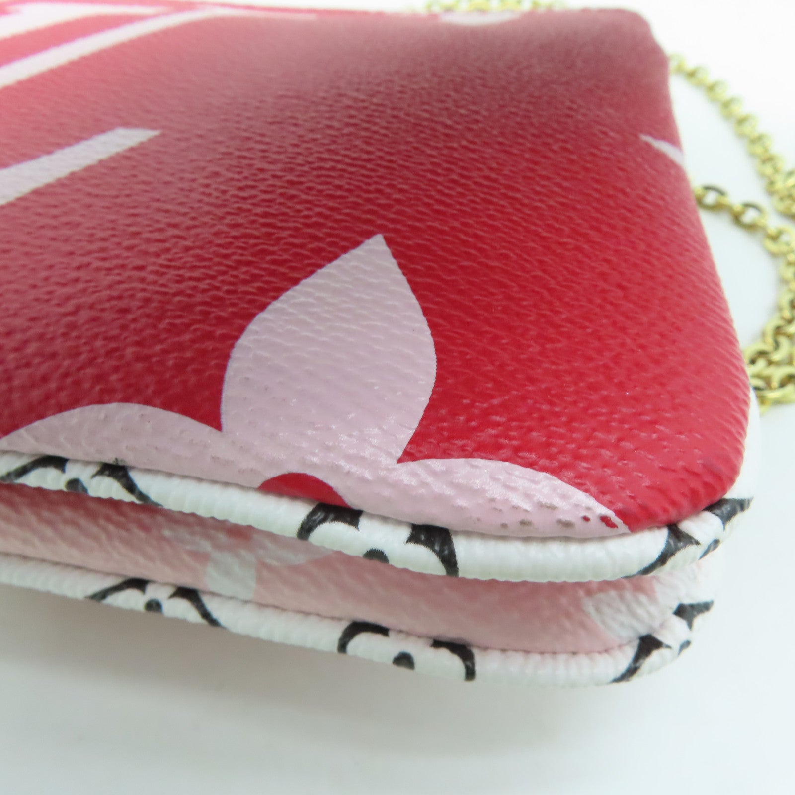 LOUIS VUITTON Monogram Giant Pochette Double Zip金扣鏈帶肩背袋紅色/粉紅色