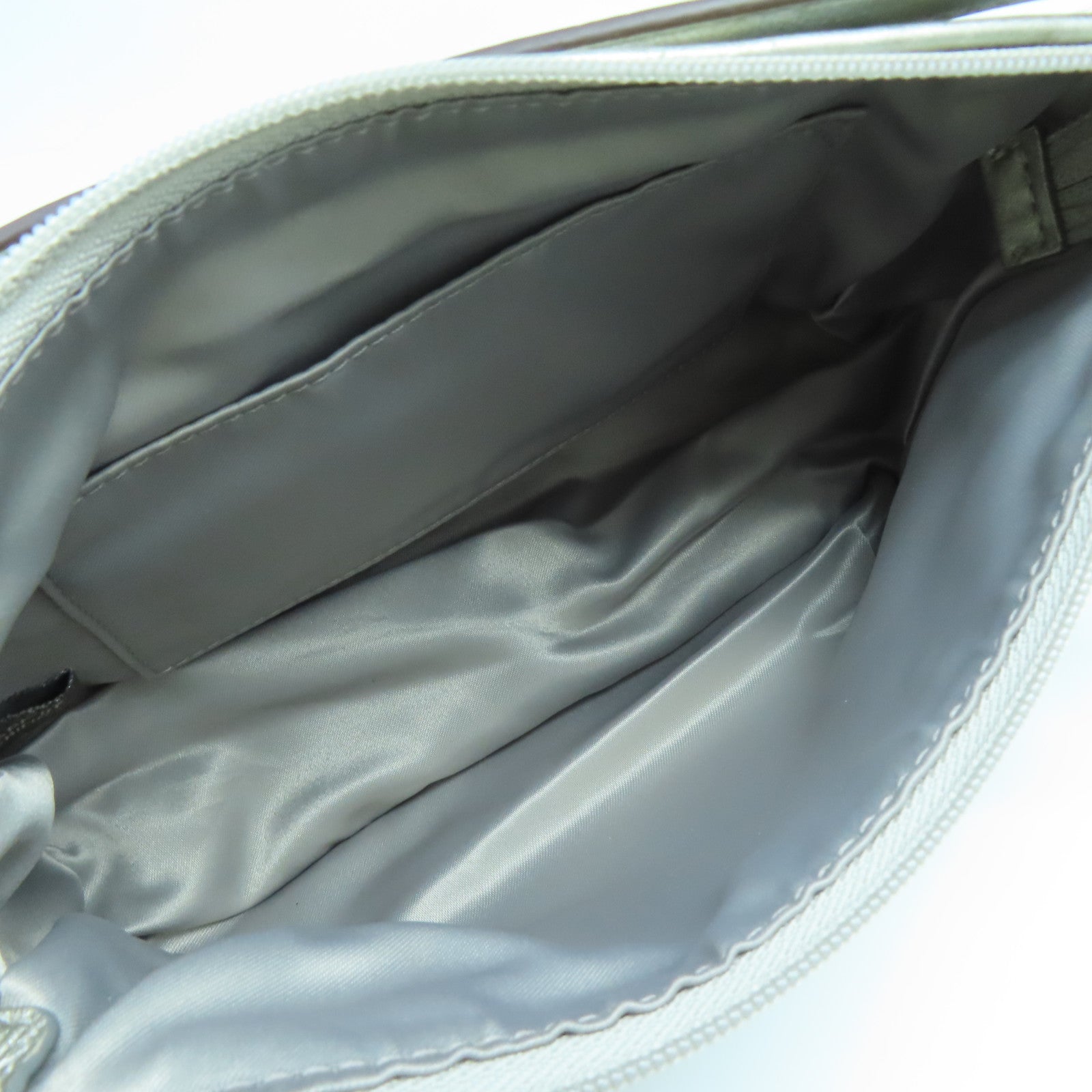 COACH 帆布Handbag銀扣手挽袋白色銀色