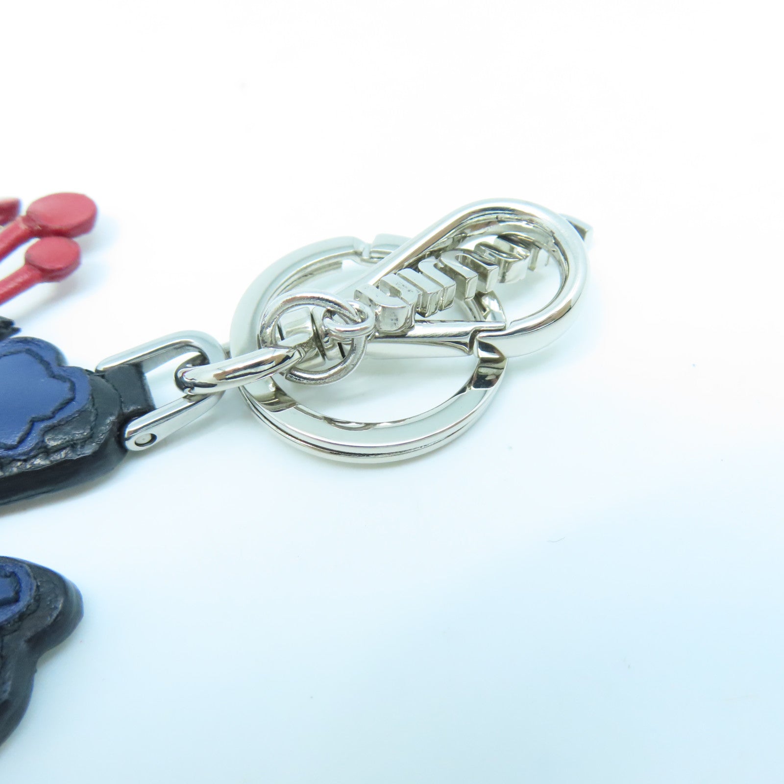 Miu Miu Calf Leather Bag Charm Silver Buckle Charm Blue/Red