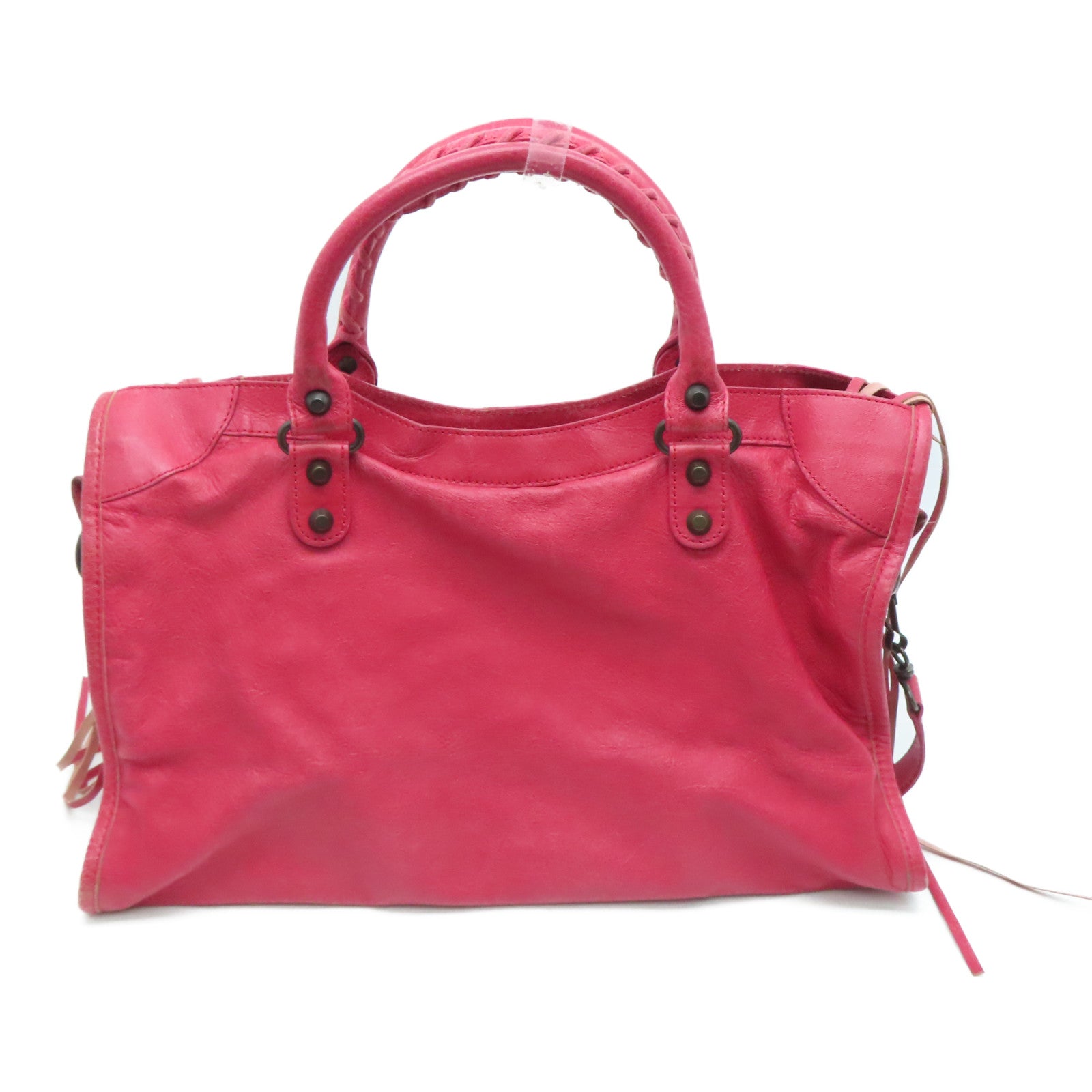 BALENCIAGA 牛皮皮革City手挽肩背两用袋红色
