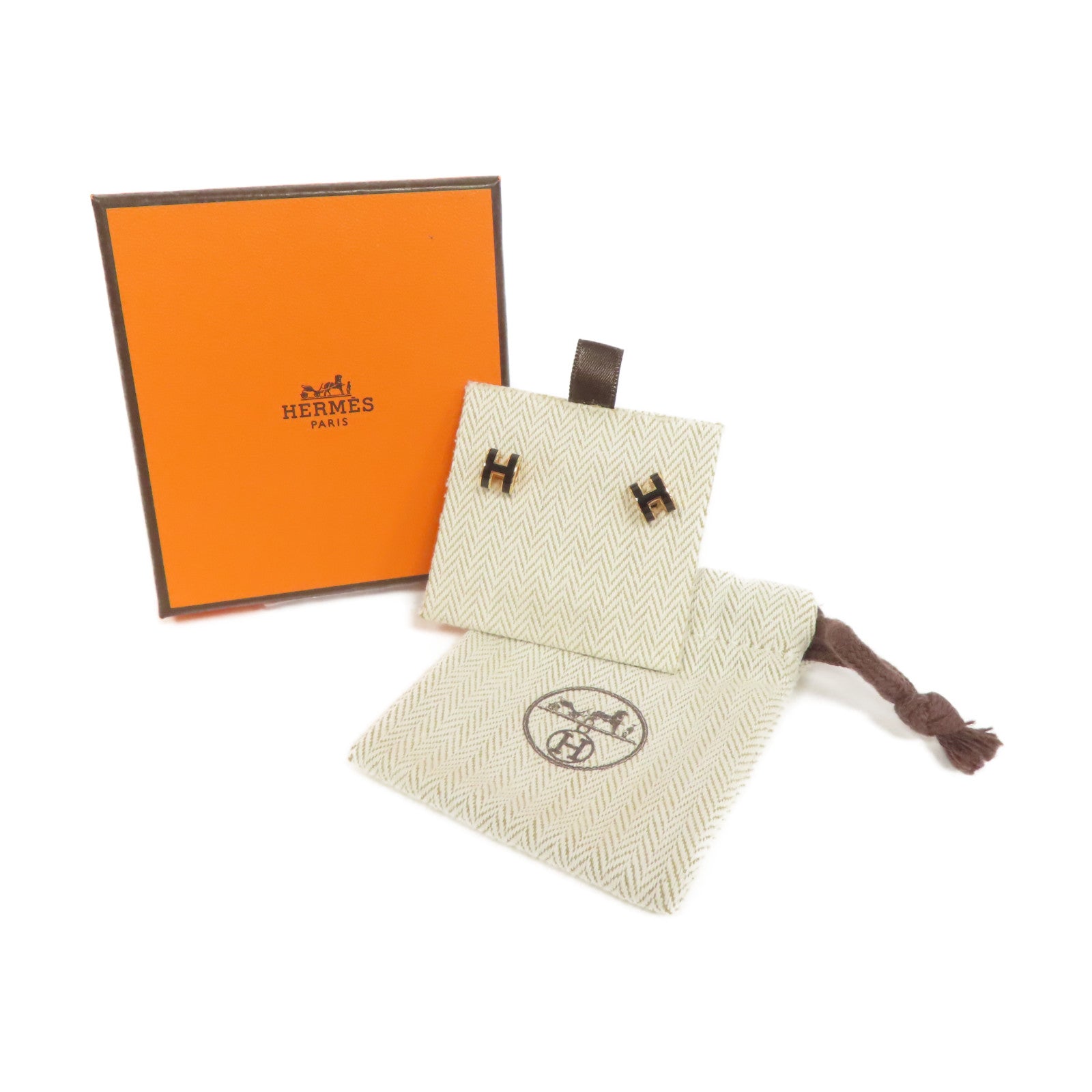 HERMES 金屬Mini Pop H Earrings金扣耳環黑色