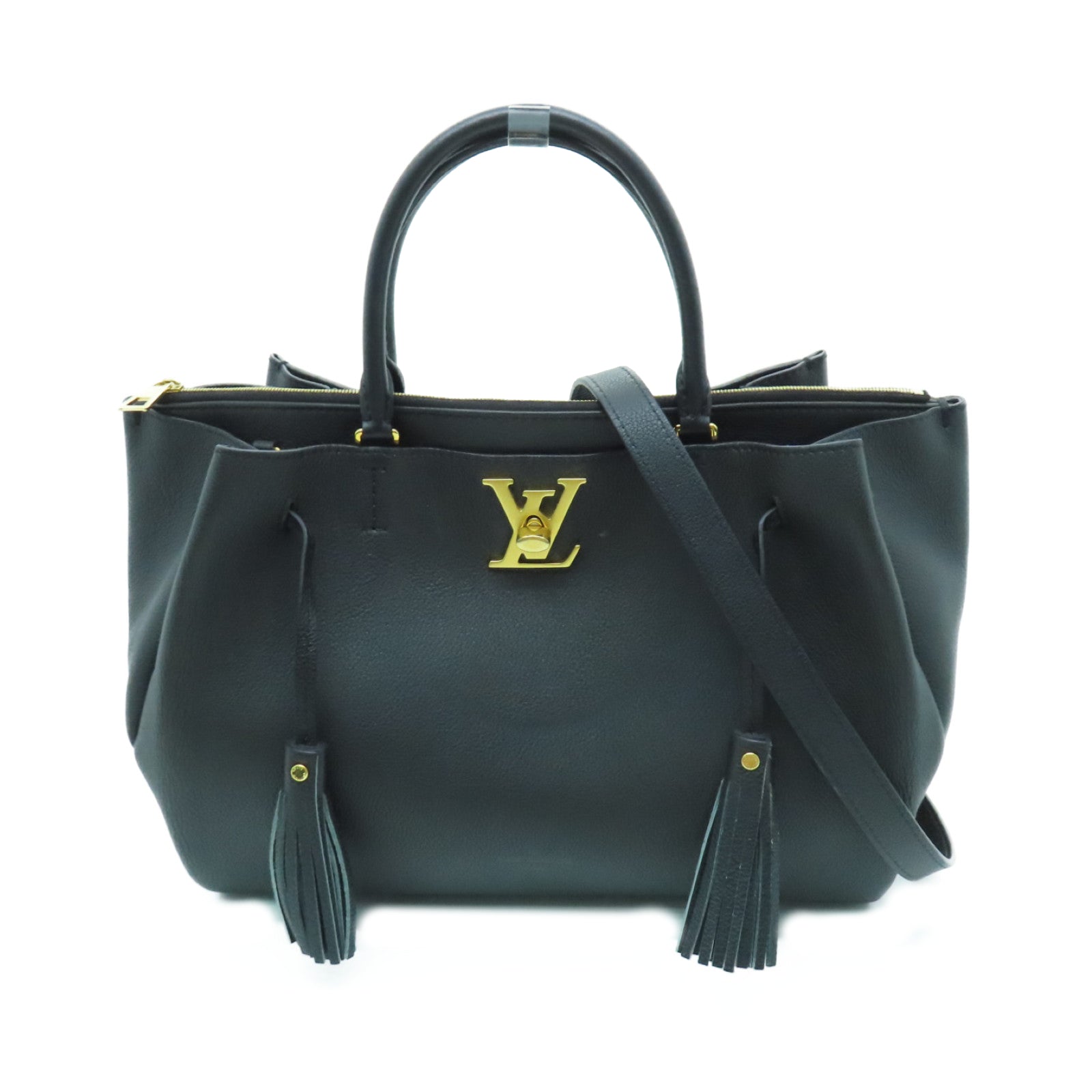 LOUIS VUITTON 牛皮皮革Lockmeto金扣手挽肩背兩用袋黑色