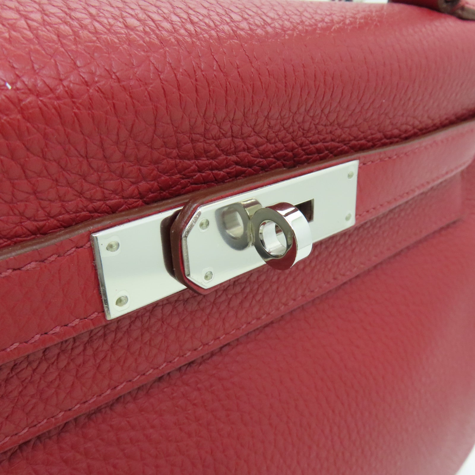 HERMES 【激減優惠】Clemence皮革Kelly 28手挽袋Rouge紅色