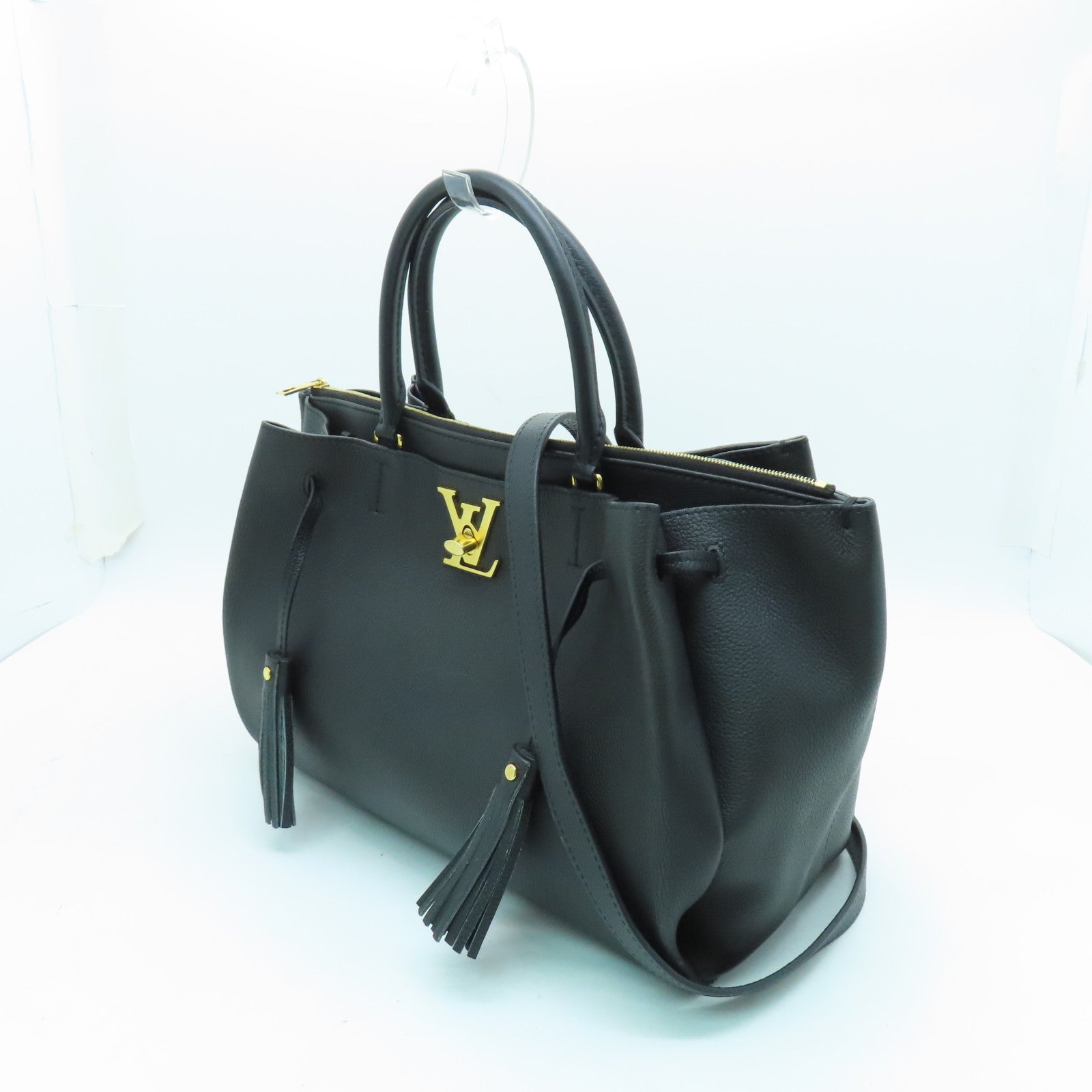 LOUIS VUITTON 牛皮皮革Lockmeto金扣手挽肩背兩用袋黑色