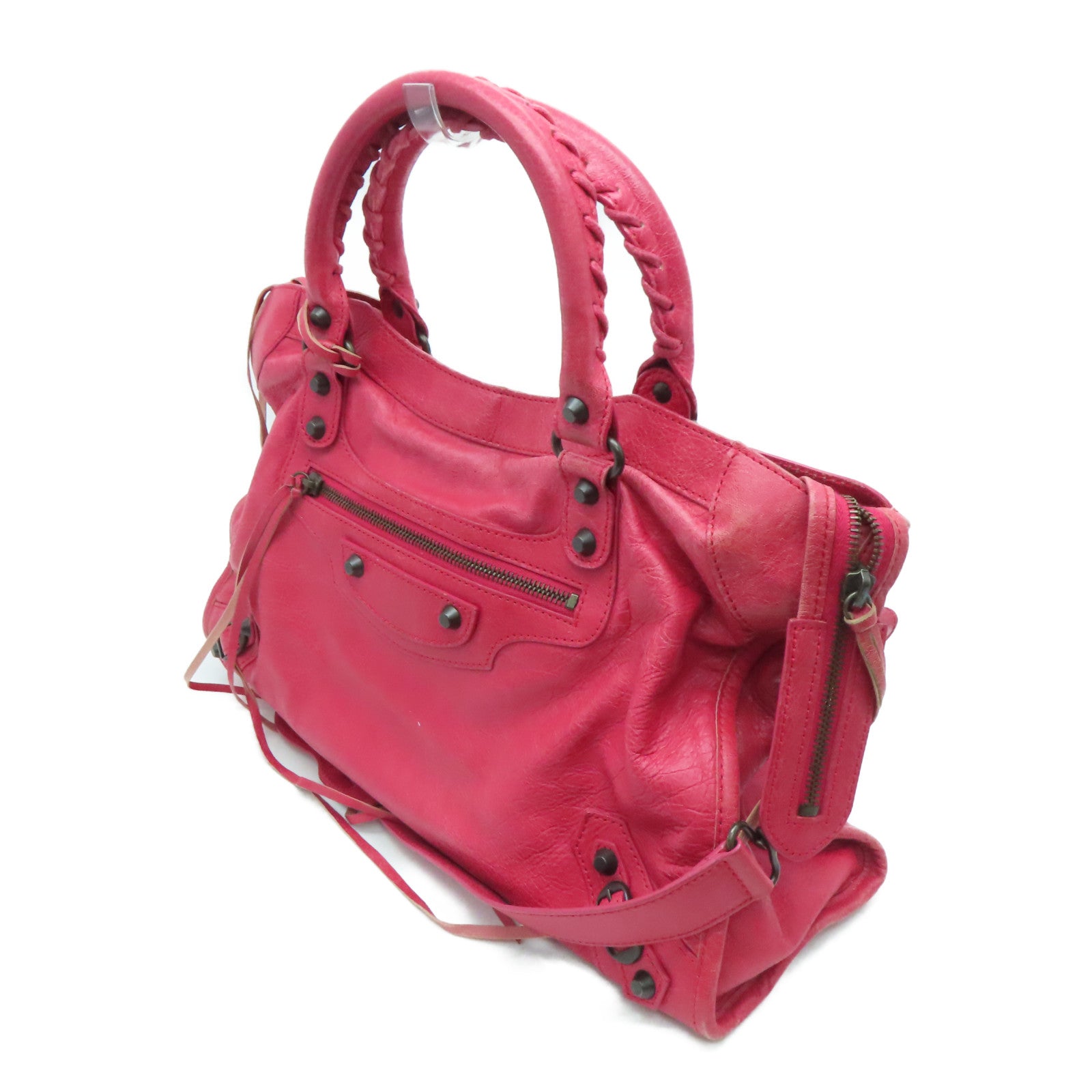 BALENCIAGA 牛皮皮革City手挽肩背两用袋红色