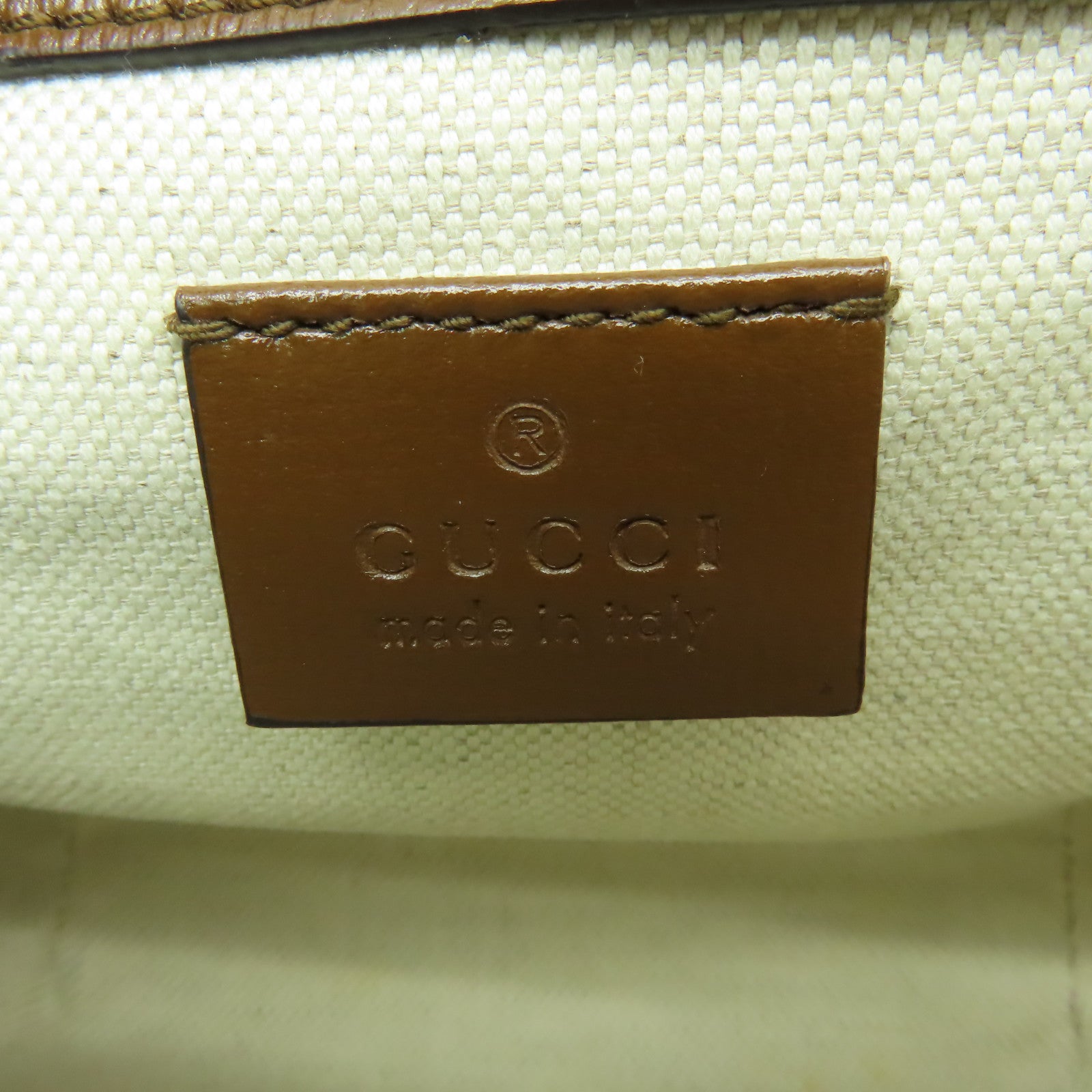 GUCCI 塗層帆布Horsebit 1955 Mini金扣肩背袋啡色