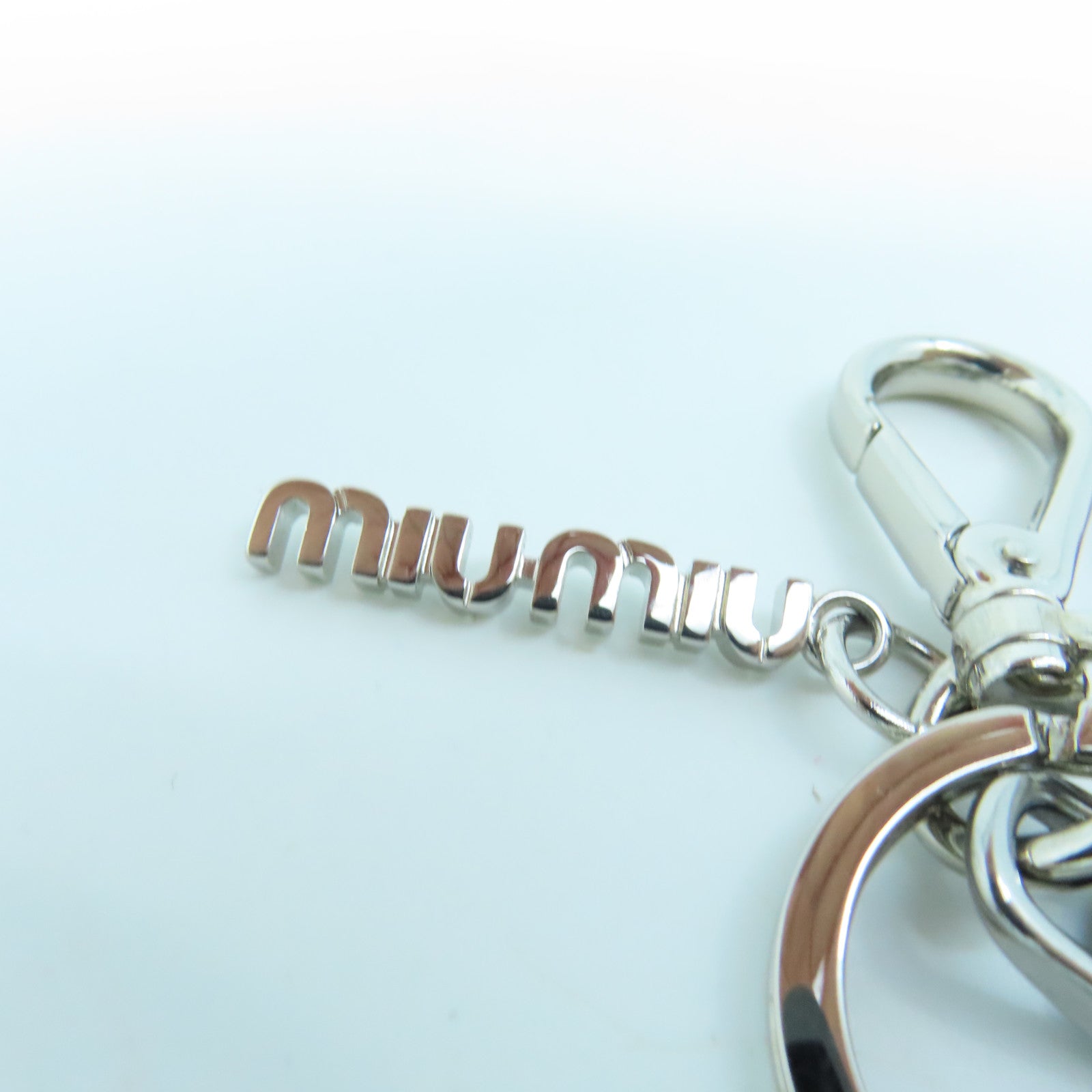 Miu Miu Calf Leather Bag Charm Silver Buckle Charm Blue/Red