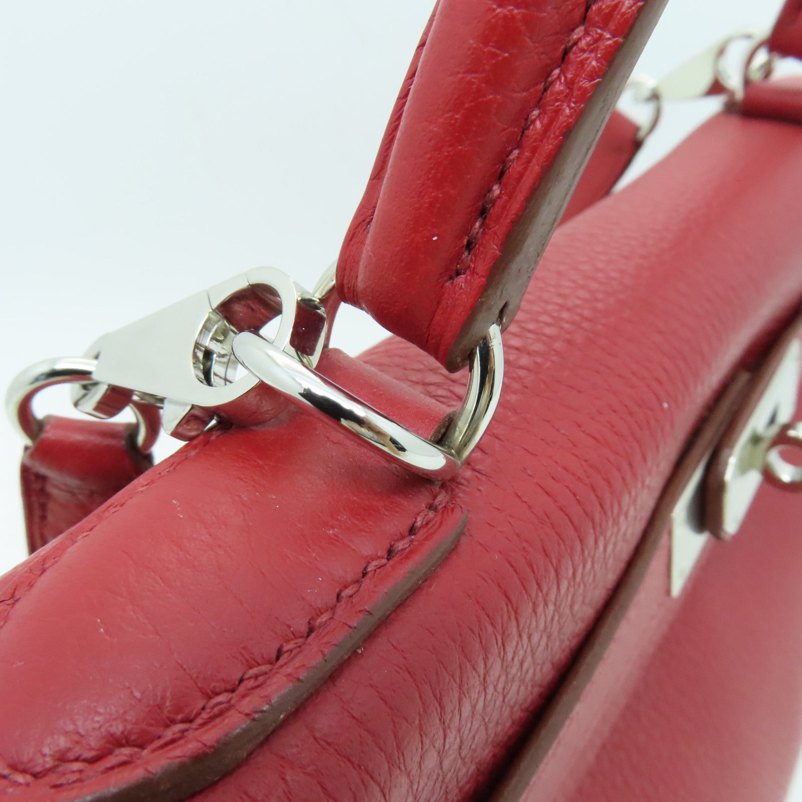 HERMES 【激減優惠】Clemence皮革Kelly 28手挽袋Rouge紅色