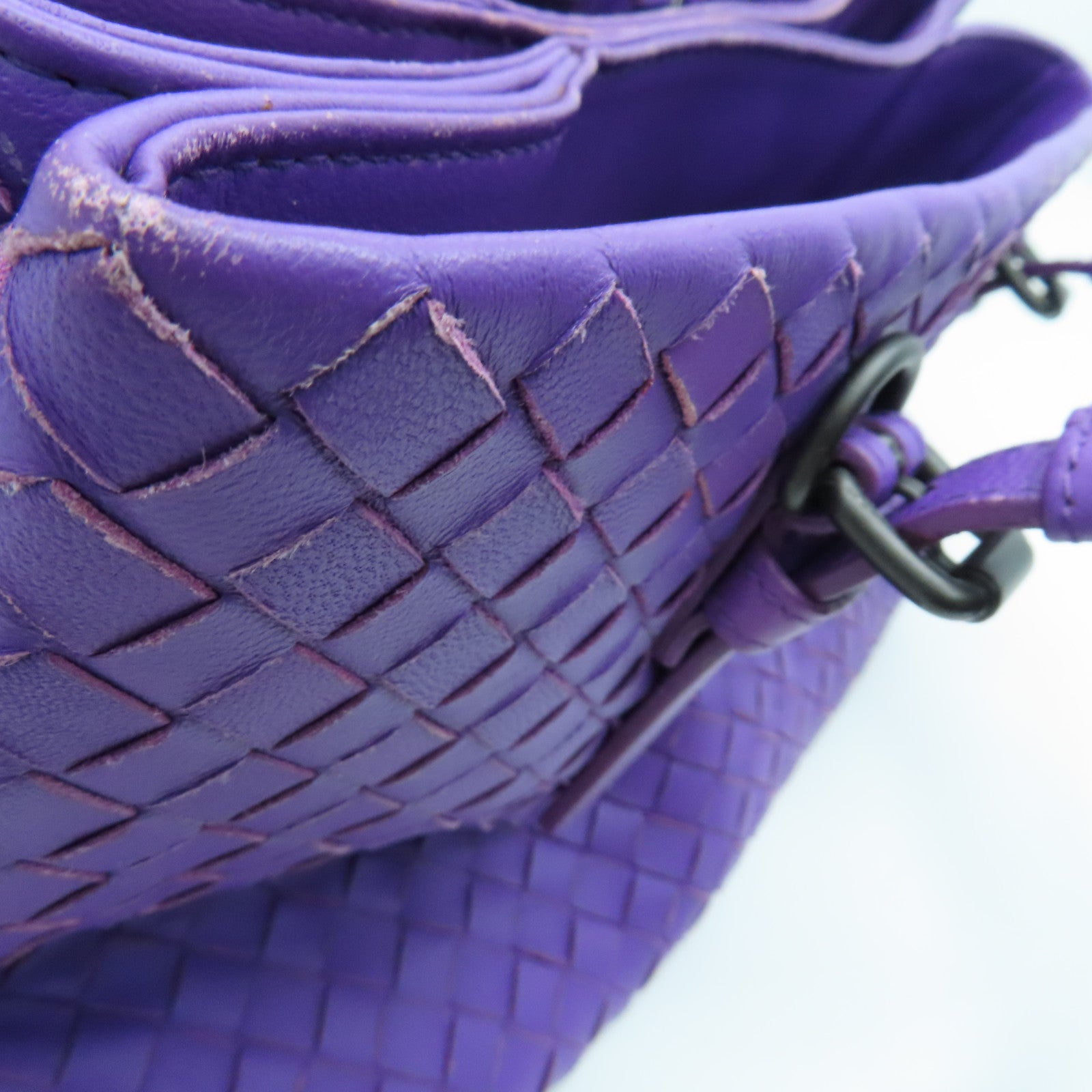 BOTTEGA VENETA 織紋皮革2Way Shoulder Bag手挽肩背兩用袋紫色
