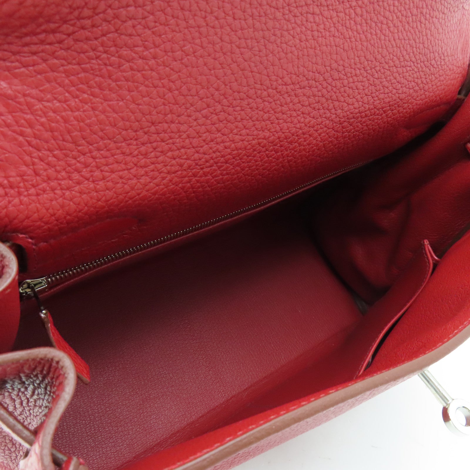 HERMES 【激減優惠】Clemence皮革Kelly 28手挽袋Rouge紅色