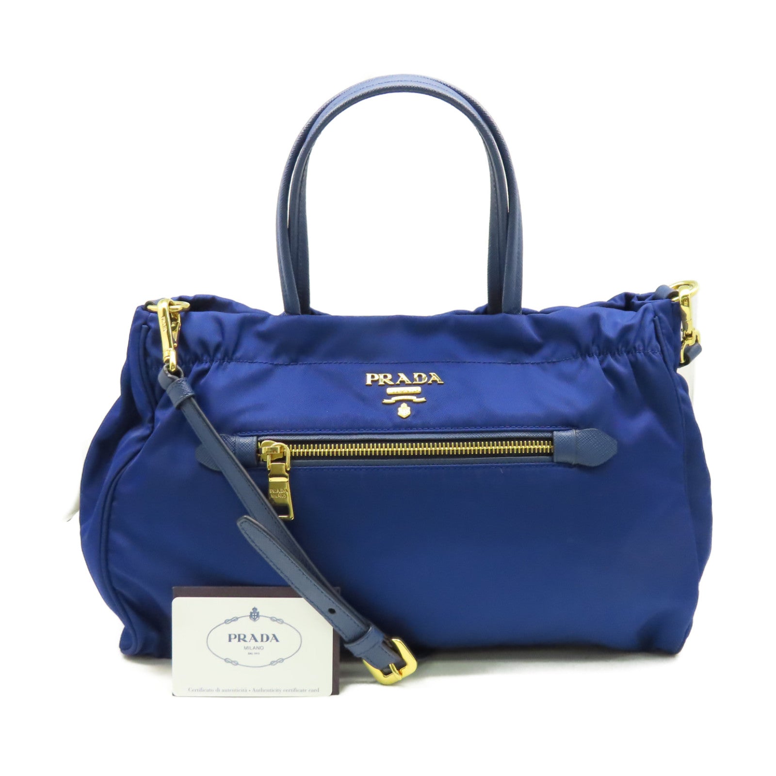 PRADA 尼龍2Way Shoulder Bag金扣手挽肩背兩用袋藍色