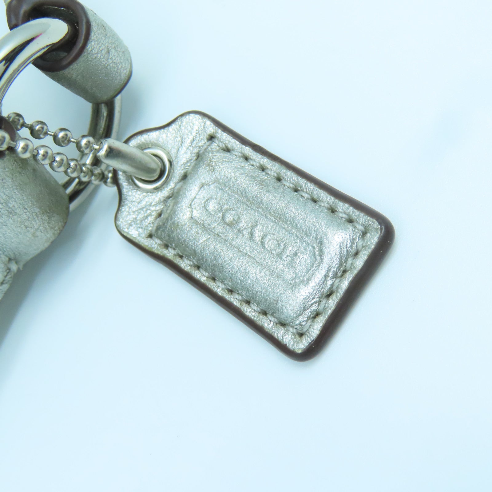 COACH 帆布Handbag銀扣手挽袋白色銀色